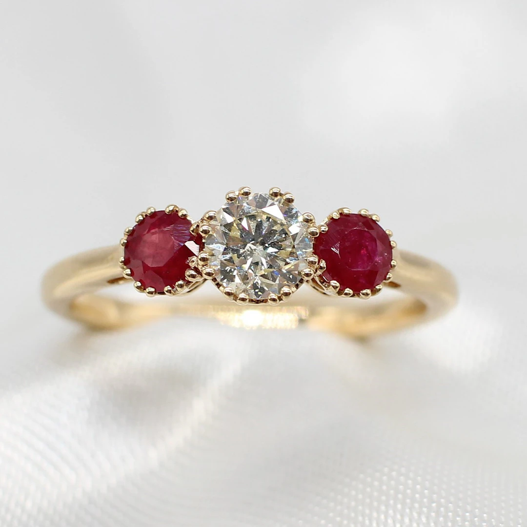 RUBY & DIAMOND TRILOGY RING.