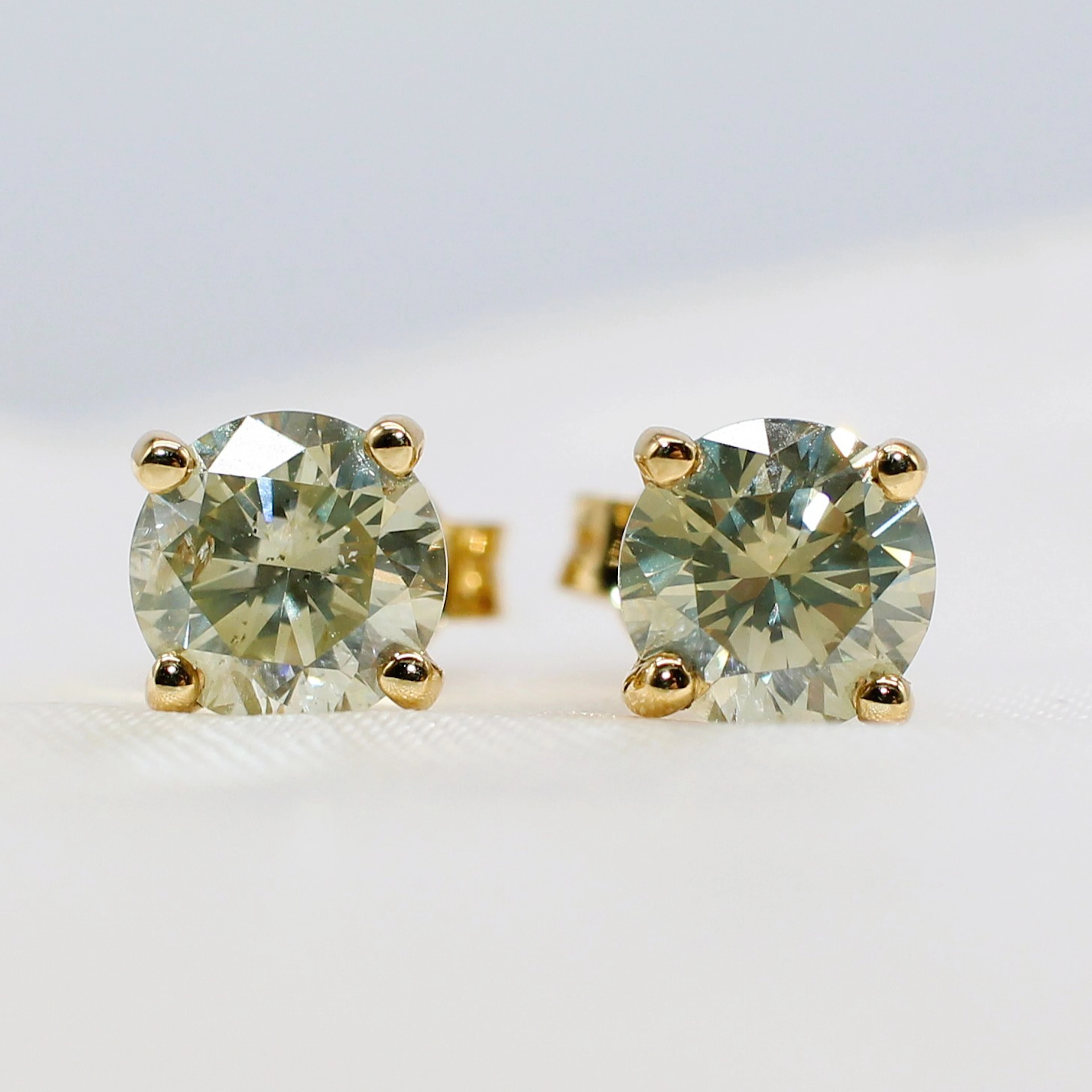 2.03CT CERTIFIED DIAMOND SOLITAIRE EARSTUDS.