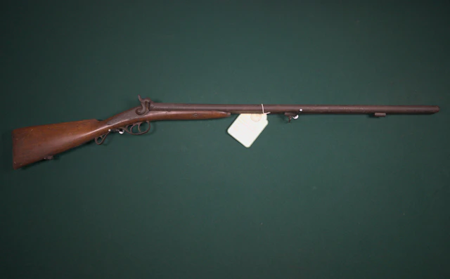 Slaglåsgevär, dubbelpipigt, 1800-talets mitt.