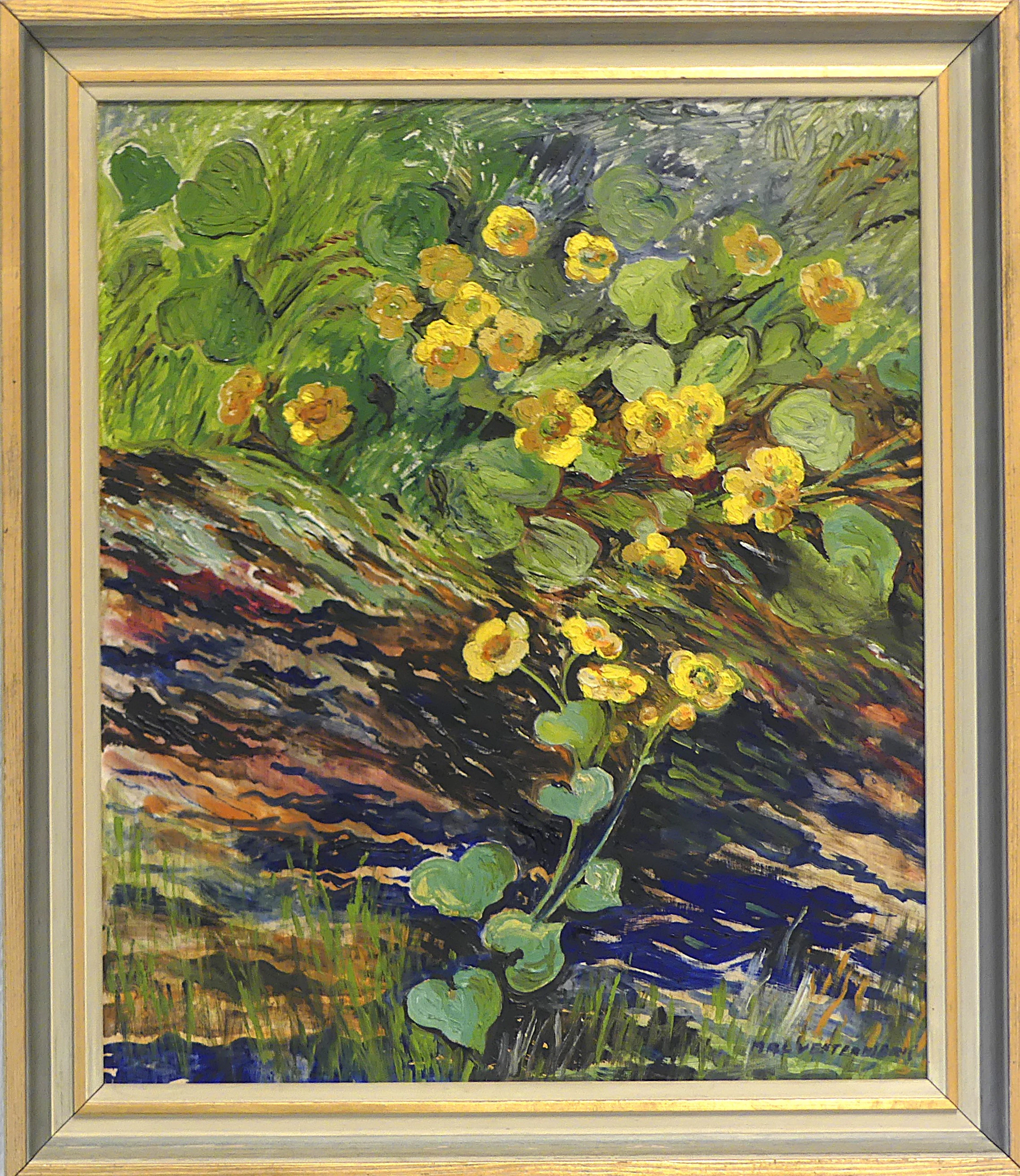 MALIN MAL VESTERMARK. gouache på pannå, "Kabbeleka", signerad.