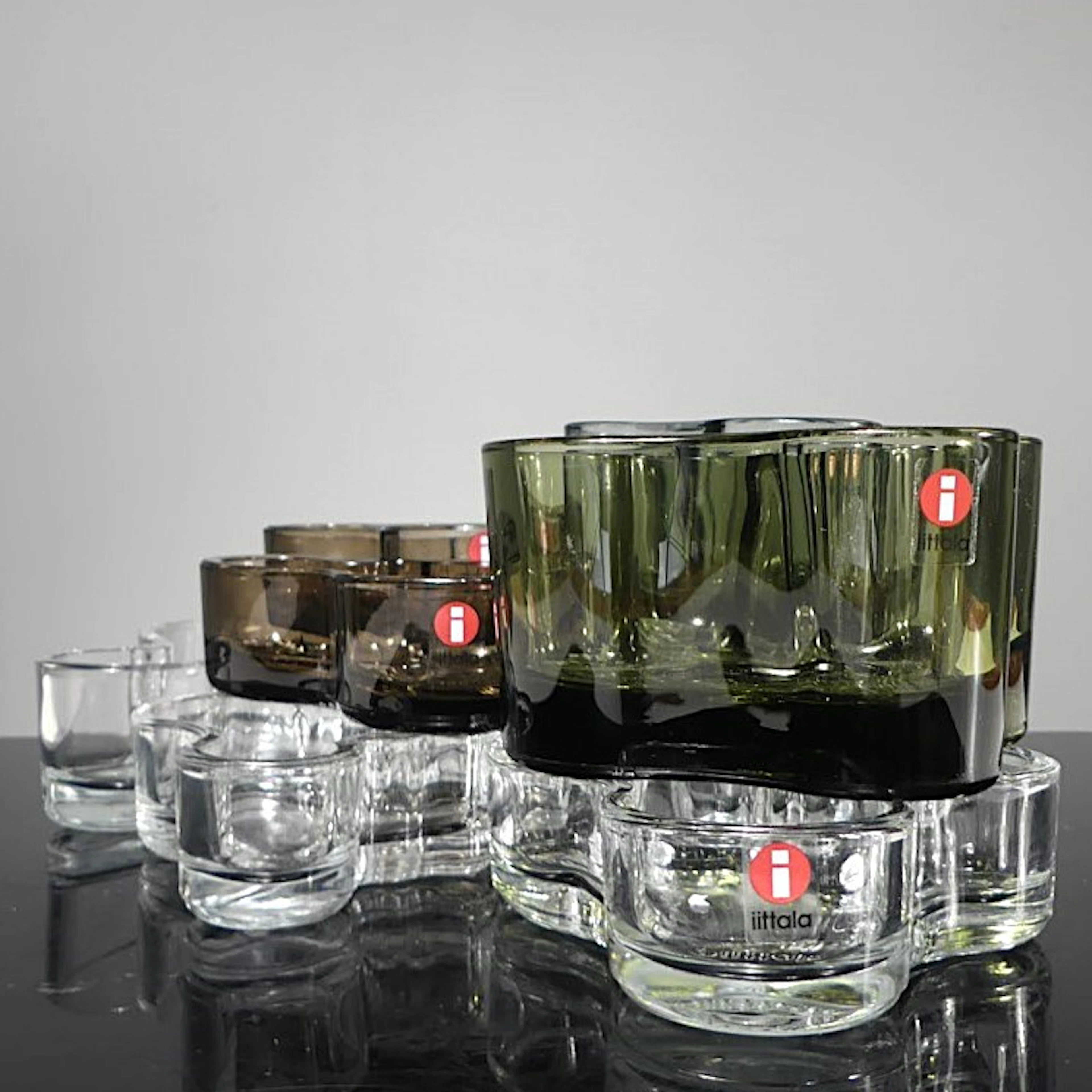 SKÅLAR & LJUSLYKTOR, åtta delar, "Savoy" Alvar Alto Iittala.