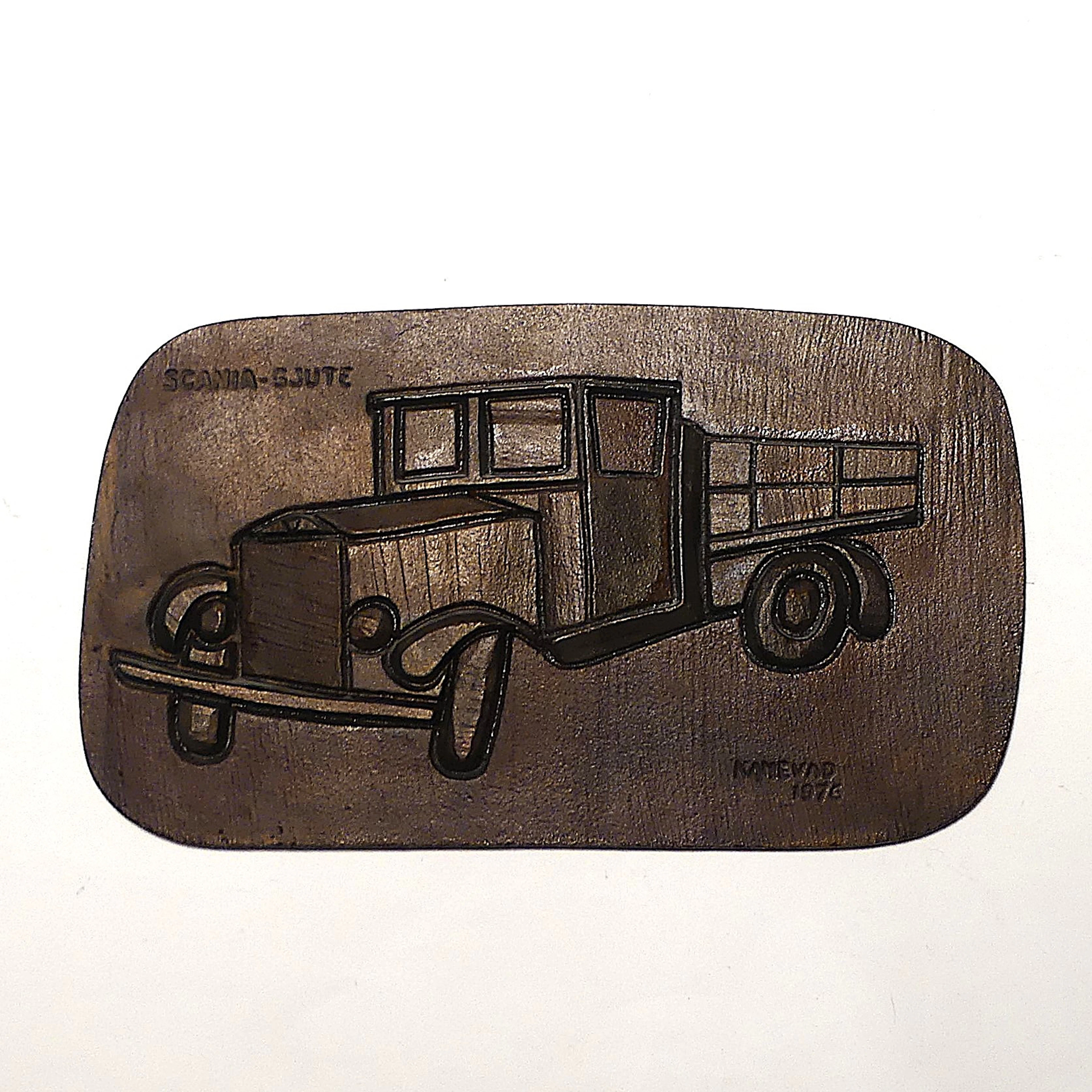 GUNNAR KANEVAD. väggrelief, gjutjärn, Scania, signerad -76.