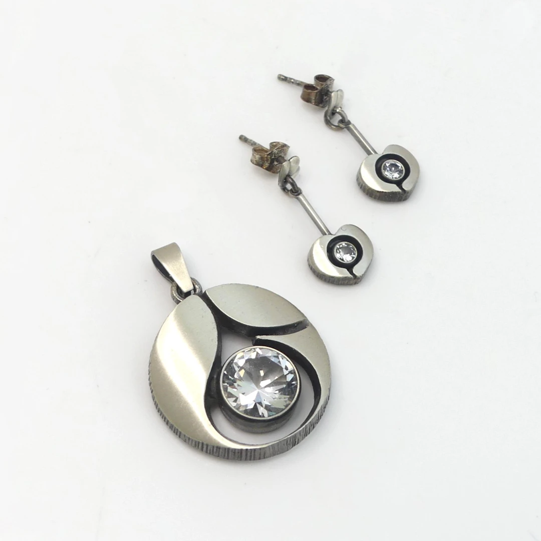 KARL LINE. örhängen och hänge, silver 925, Finland, 9,15 g.