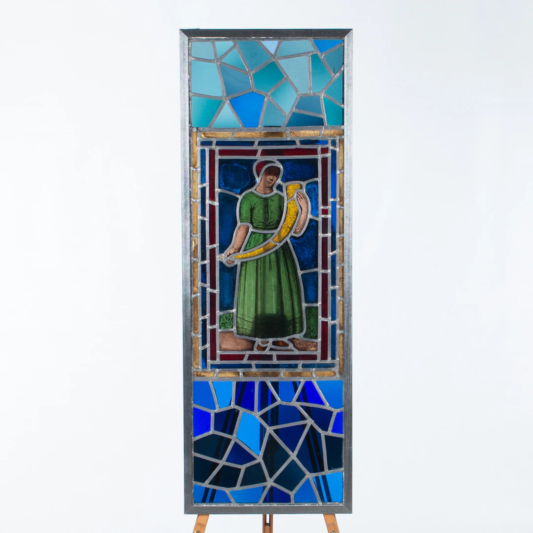 GLASFÖNSTER, blyinfattat, möjligen kyrkfönster, 1900-tal.