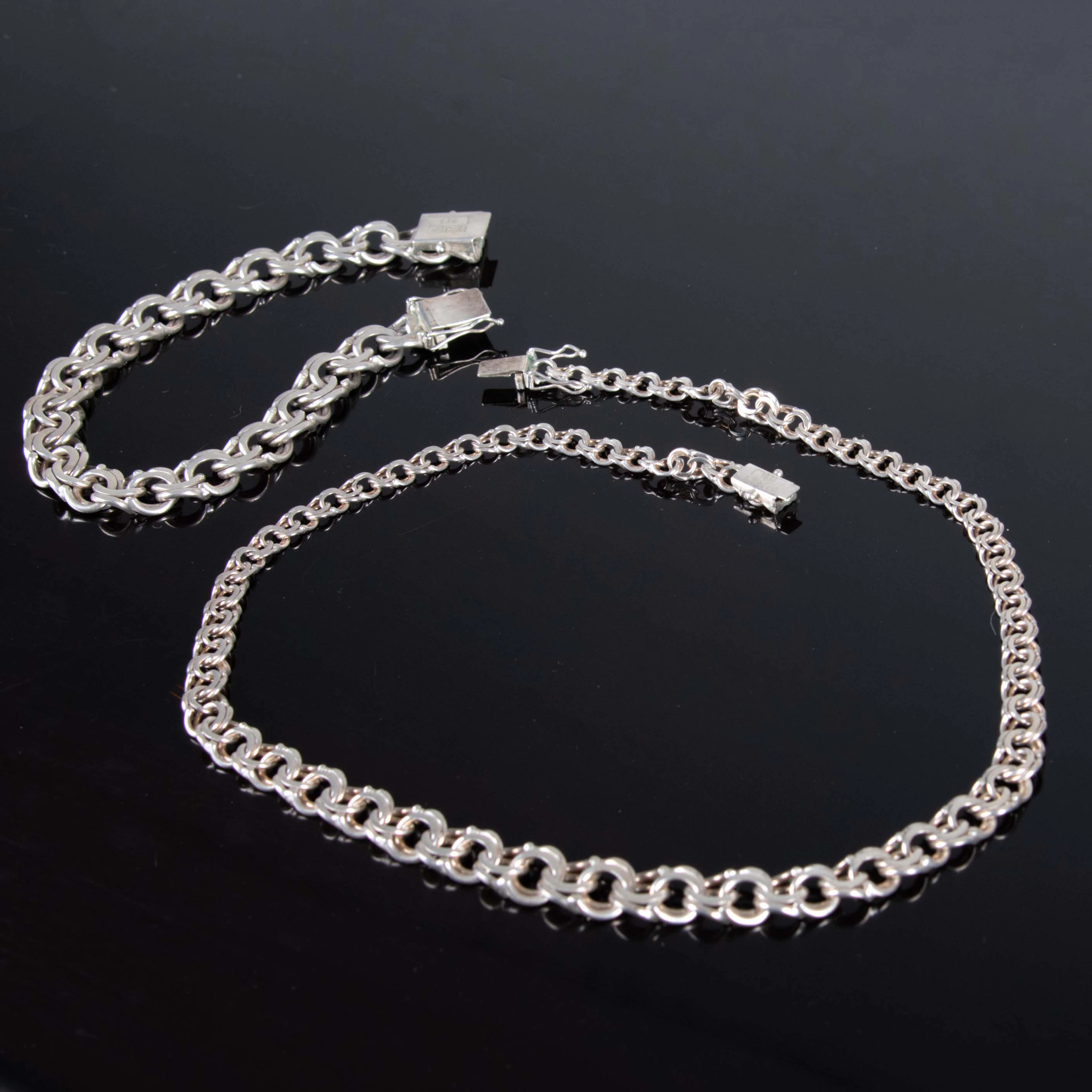 ARMBAND och COLLIER BISMARCK. Silver, 2 delar.