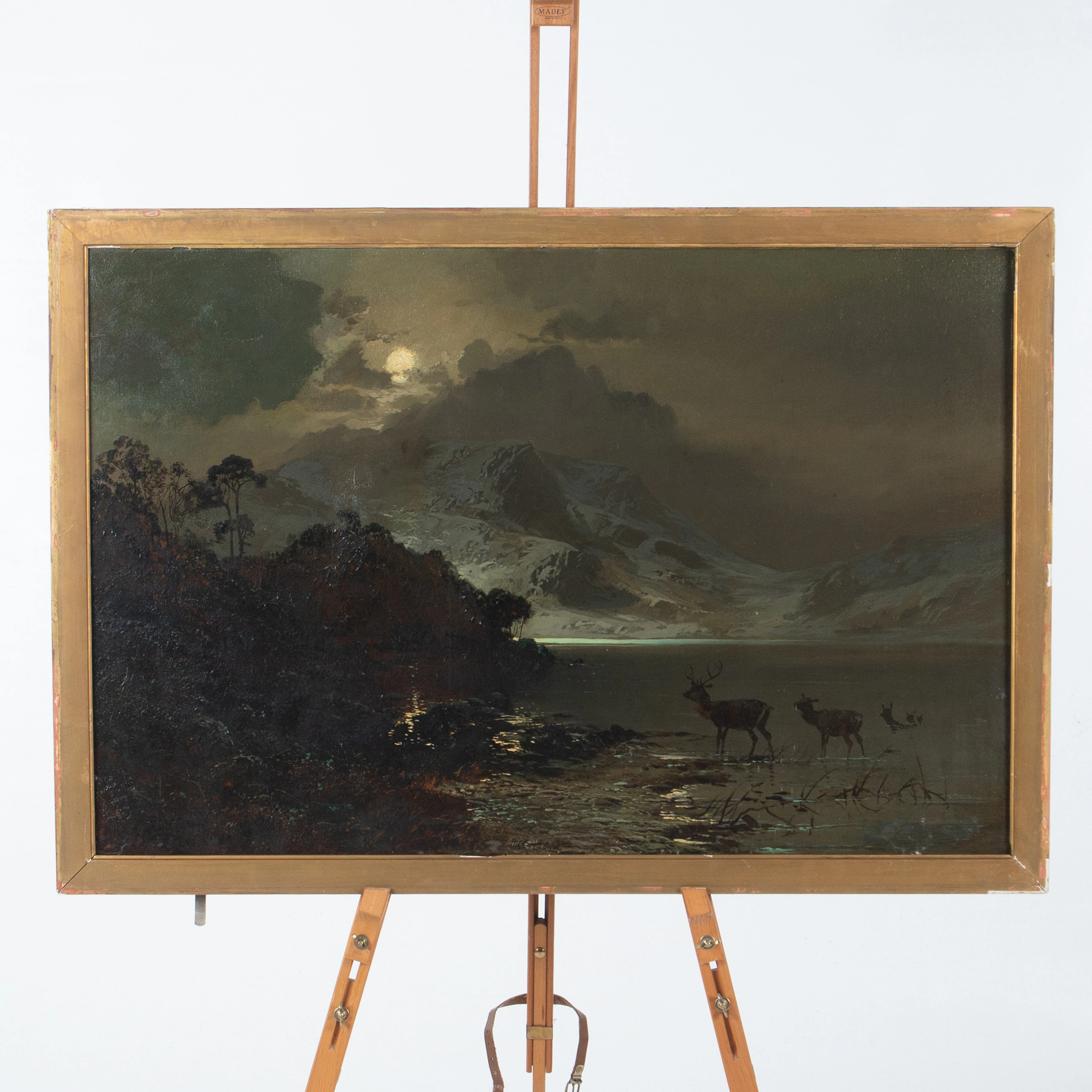 CLARENCE HENRY ROE. Olja på duk, renar i bergslandskap.