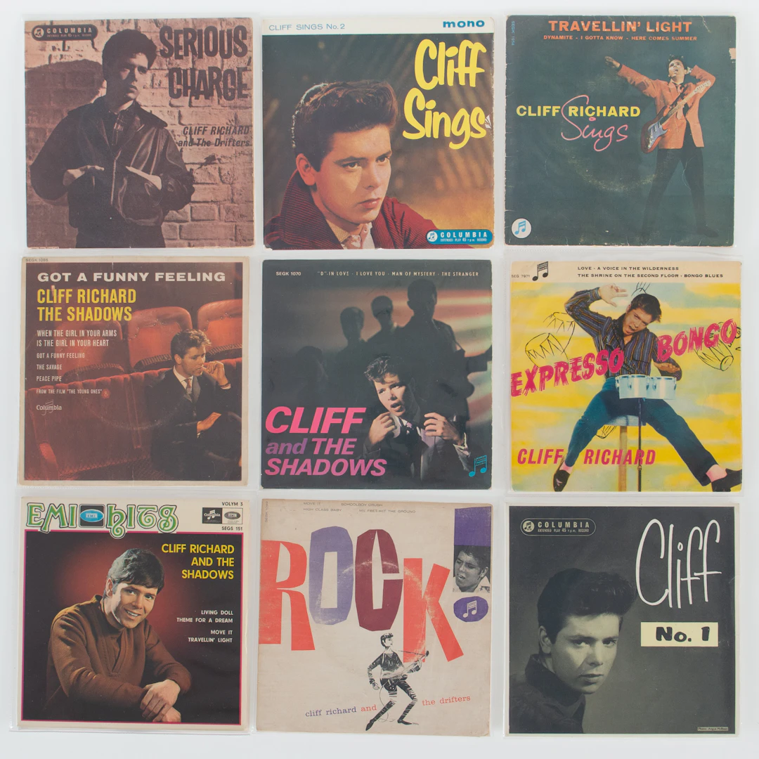 CLIFF RICHARD. Singlar 7", 9 stycken.