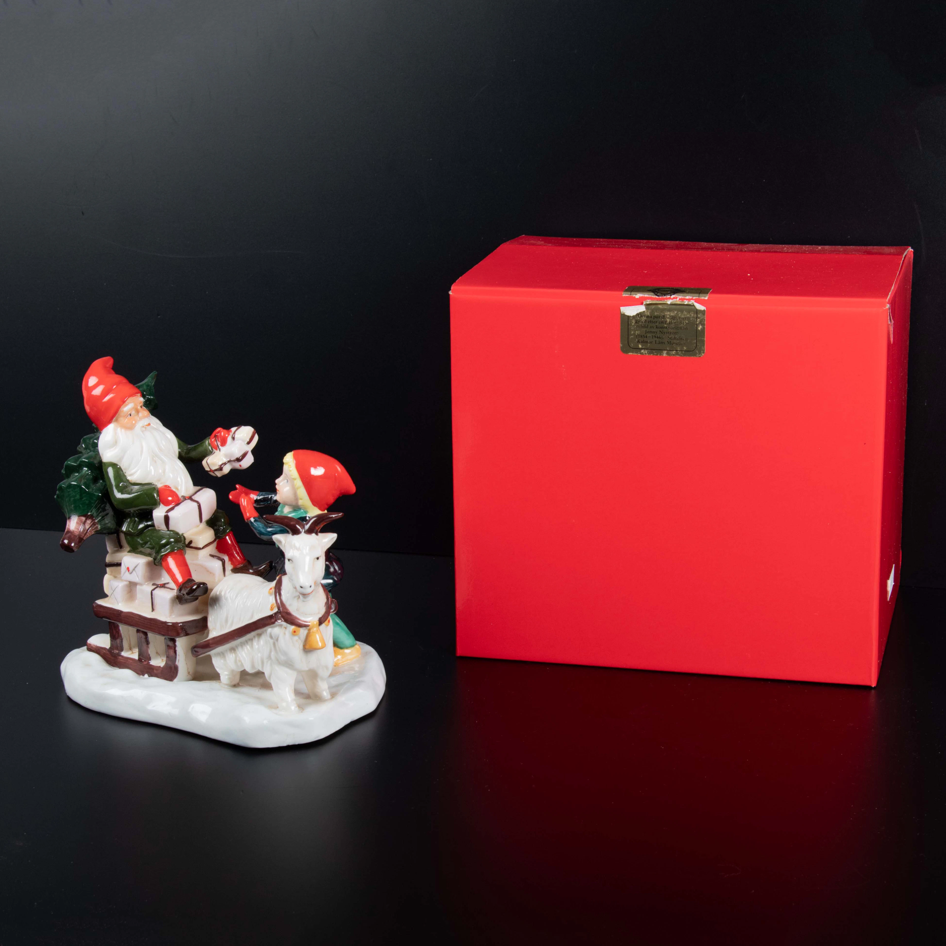 JENNY NYSTRÖM. EFTER. FIGURIN, Tomte med släde och barn.