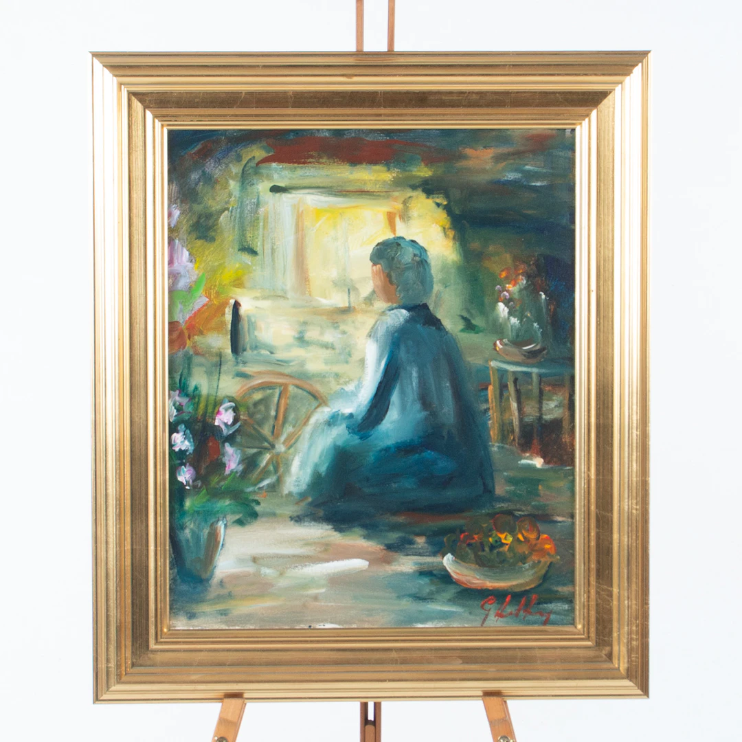 GÖTE LUNDBERG. Olja på duk, sittande figur, signerad.