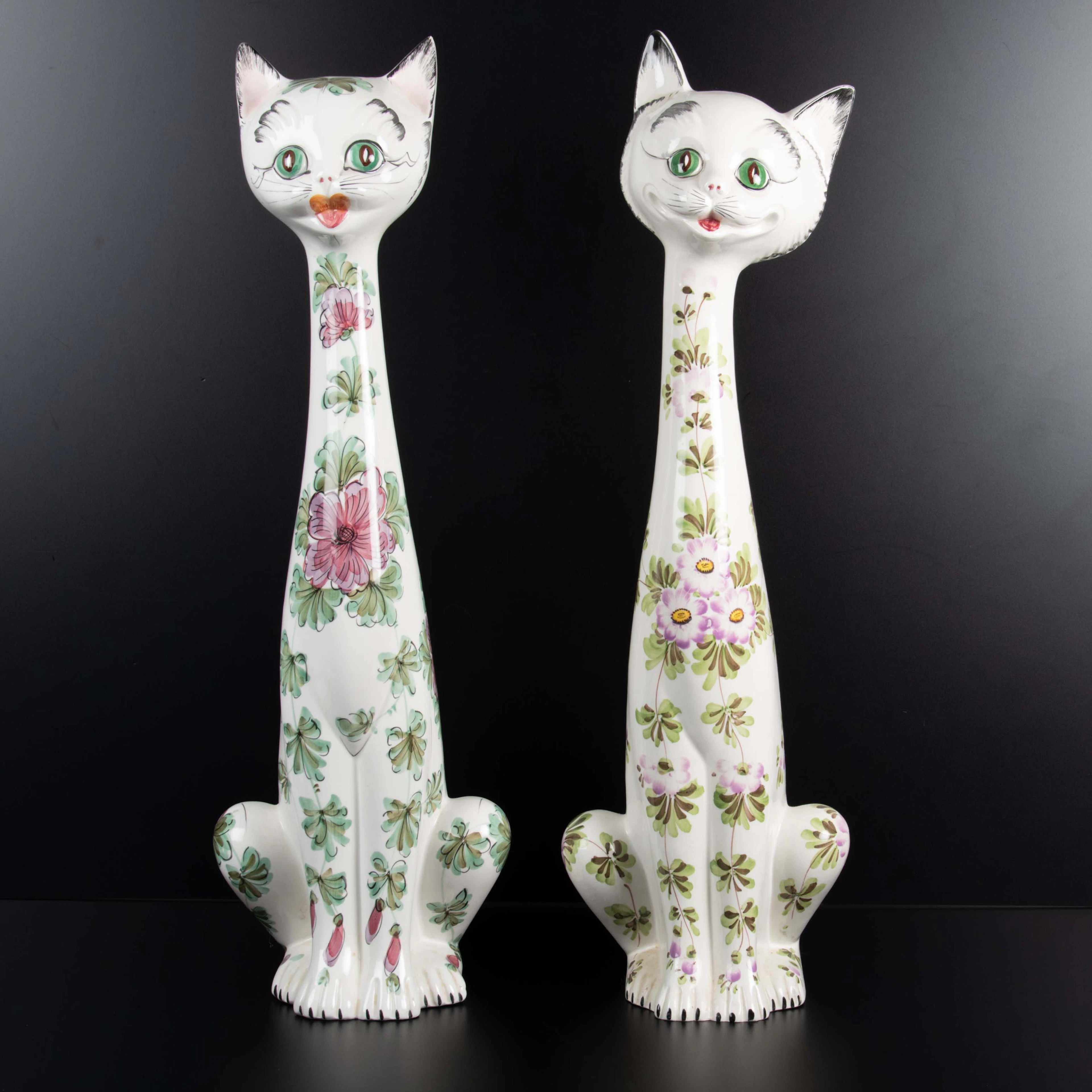GOLVFIGURINER. Katt, 2 st, porslin, Italien.