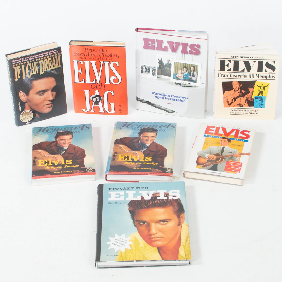 MUSIKLITTERATUR. Elvis Presley, 8 böcker.