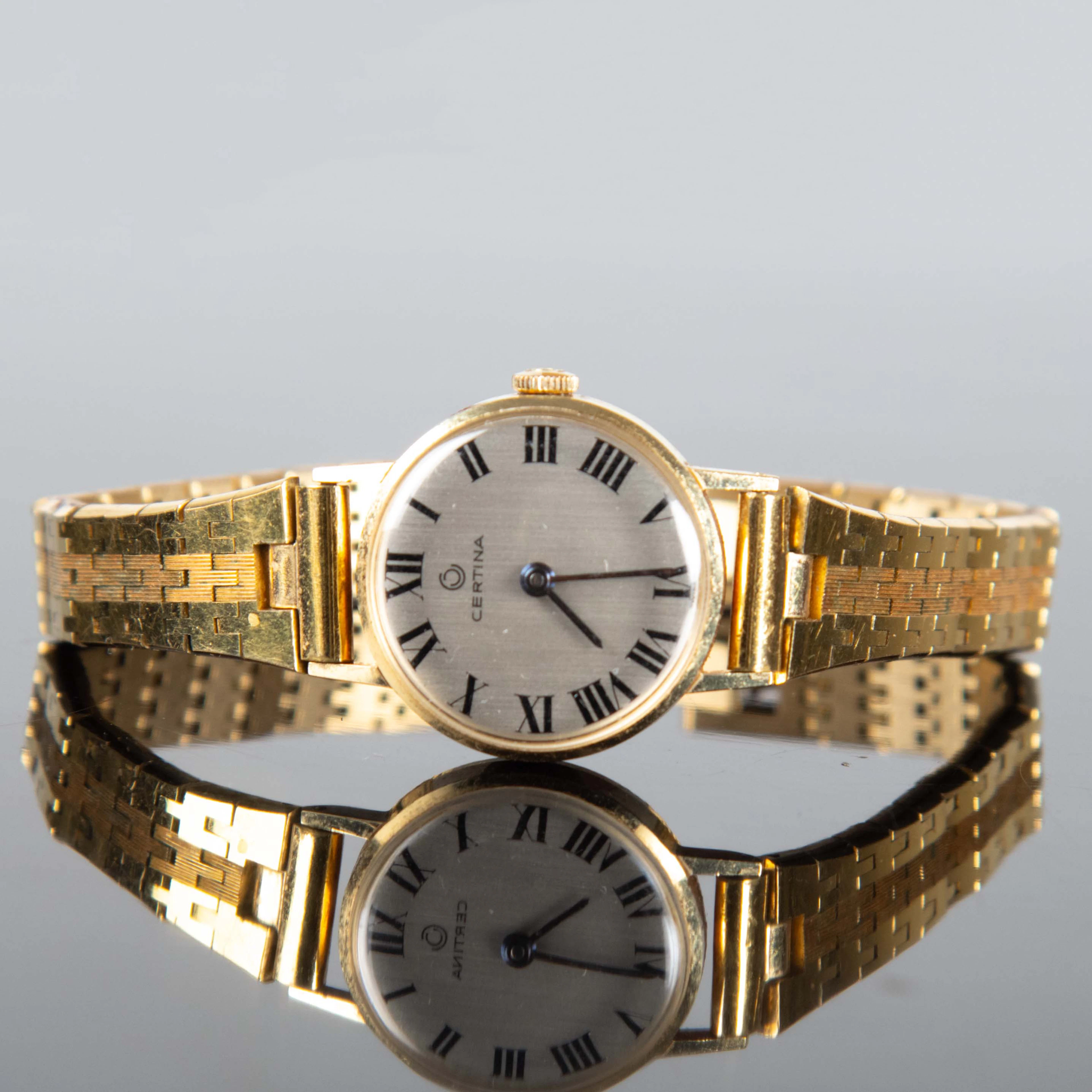 ARMBANDSUR CERTINA 14K . Armband i gulmetall.