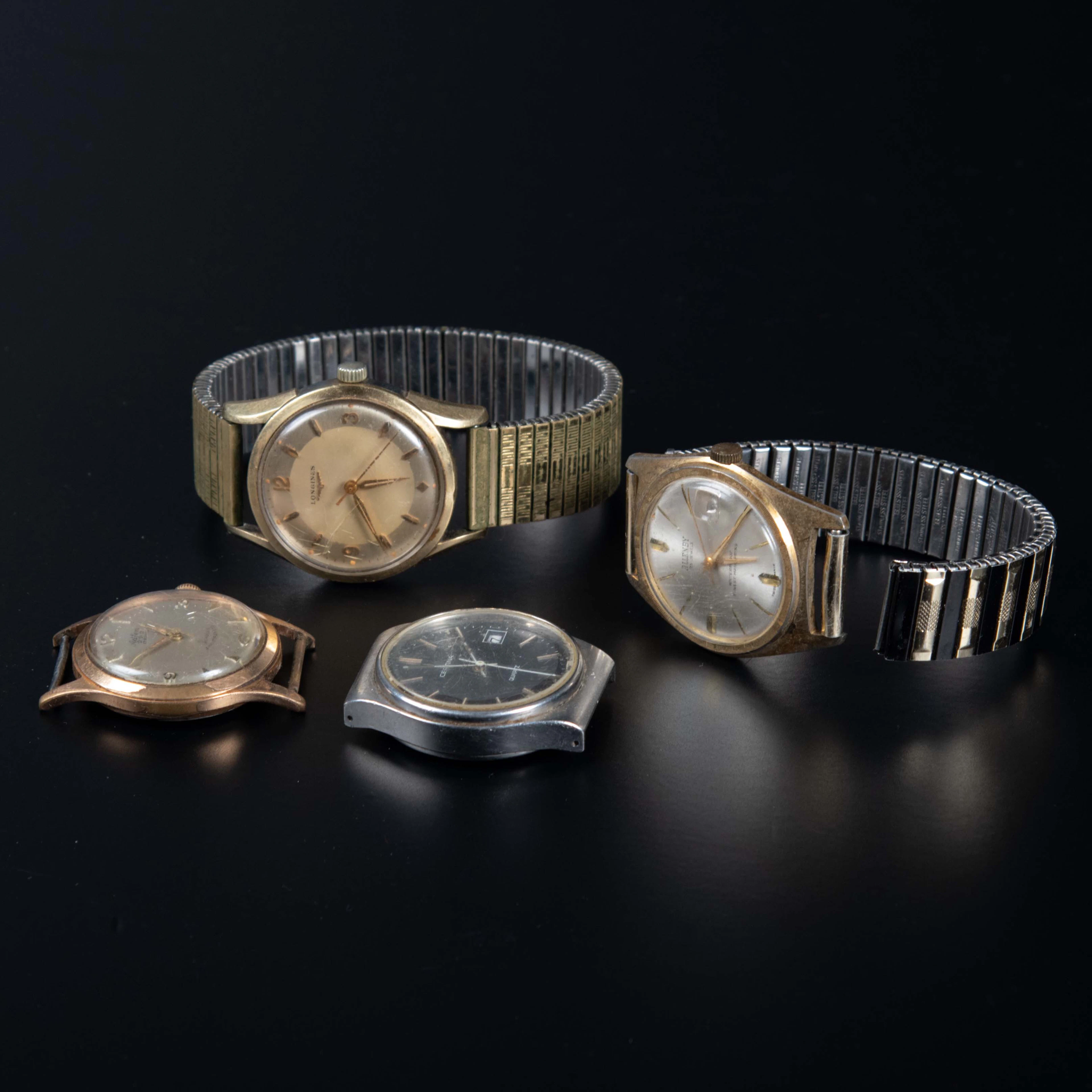 ARMBANDSUR, 4 st herr bland annat longines, 60-70-tal.