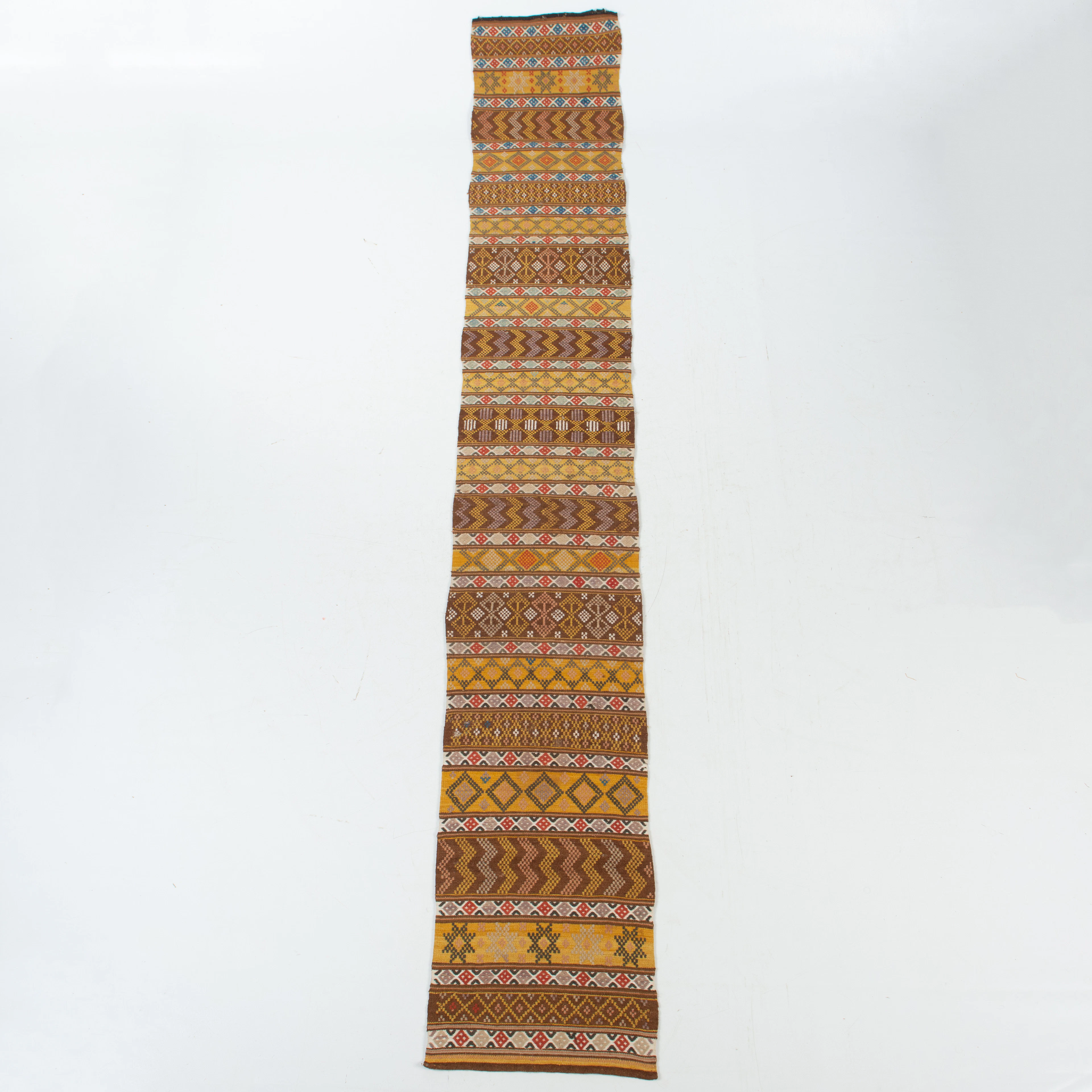 BÄNKALÄNGD, allmoge, handvävd, Sverige, 1800-/1900-tal. 340 x 50 cm.