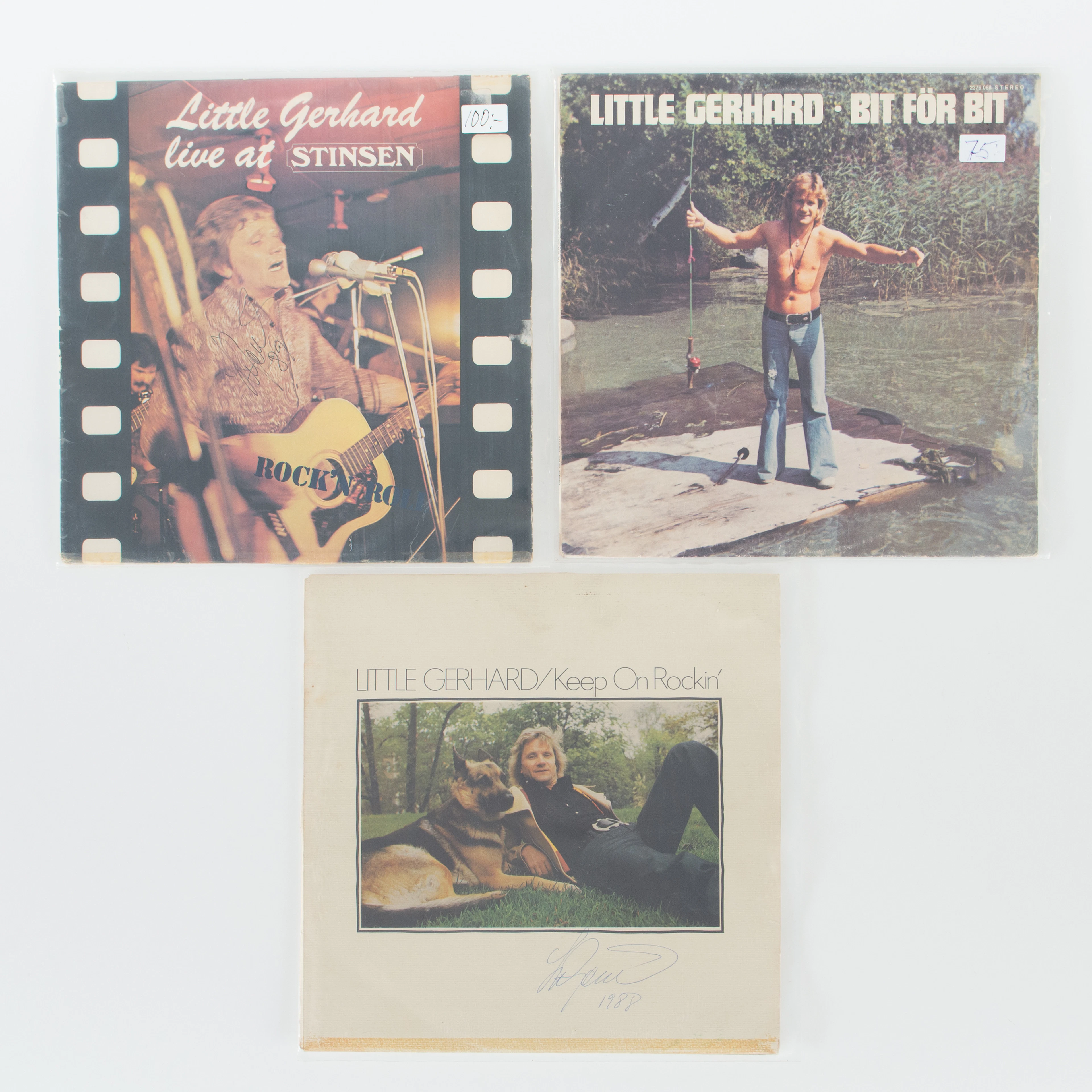 VINYLSKIVOR. Little Gerhard, 3 stycken, varav 2 signerade.