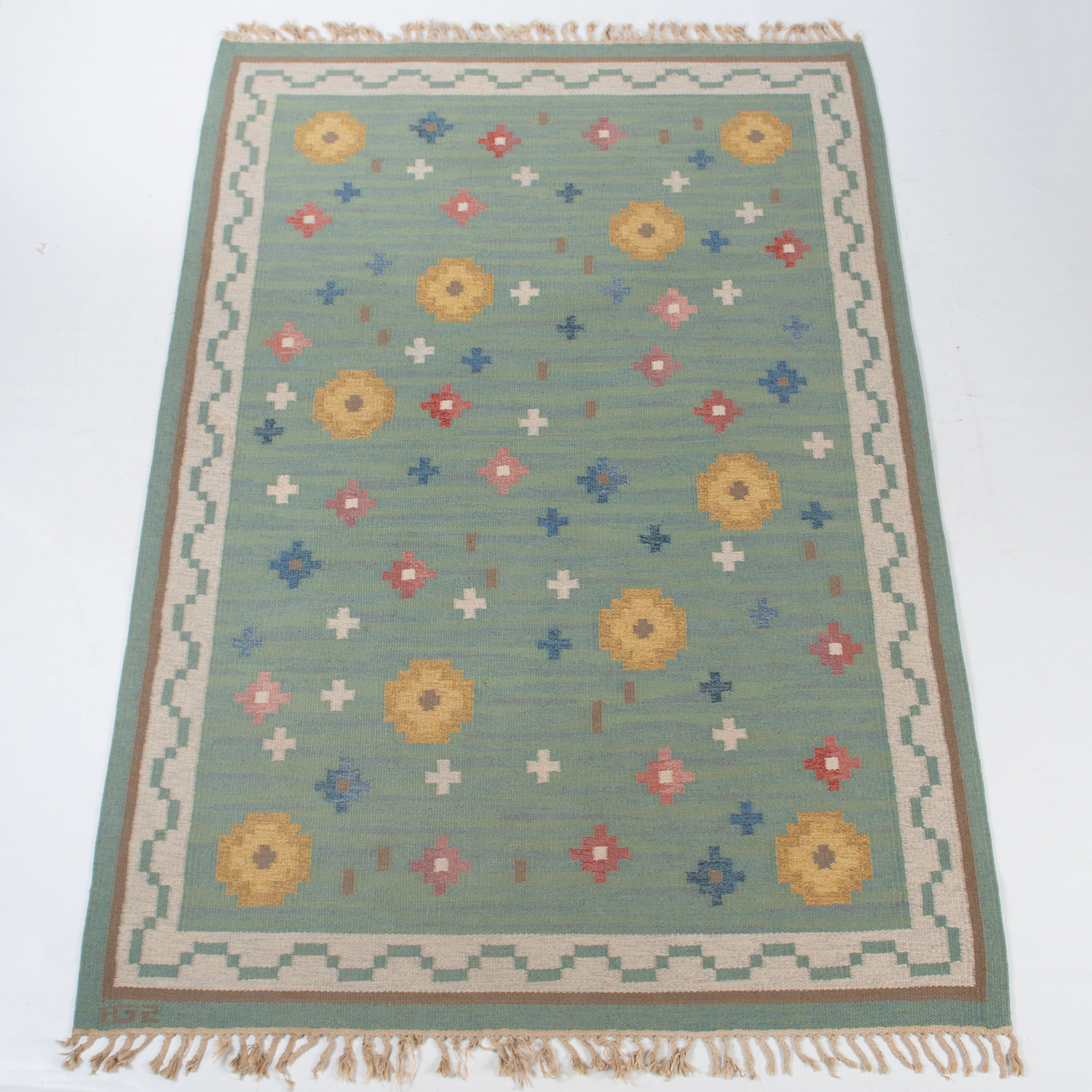ANNA-GRETA SJÖQVIST. Blomsteräng", matta, rölakan, polykrom dekor