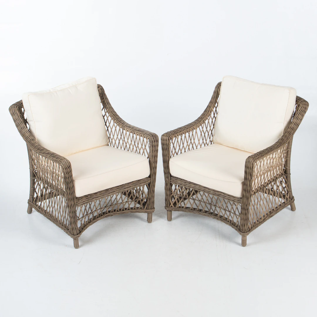 ARTWOOD. Karmstolar, 2 st, modell Marbella, konstrotting, modern tillverkning.