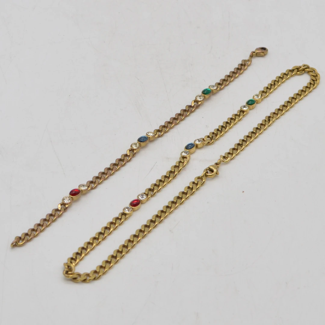 VINTAGE MODESCHMUCK SET, VERGOLDETES ARMBAND UND HALSKETTE, SPÄTES