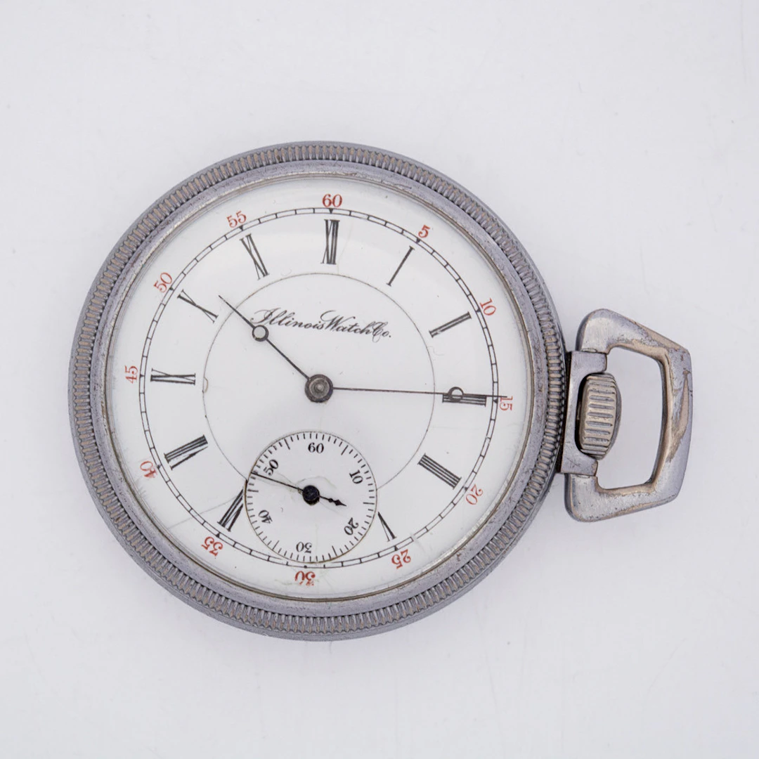TASCHENUHR ILLINOIS WATCH CO SPRINGFIELD USA, 17 STEINE, METALL, VERNICKELT