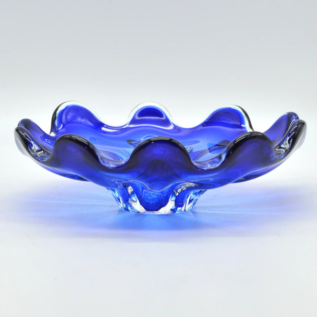 MURANO DESIGNERSCHALE, STUDIOGLAS, SOMMERSO, ITALIEN, UM 1950.