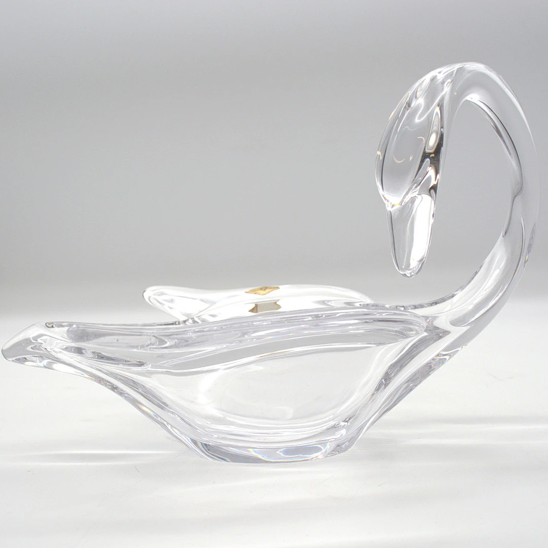 ART VANNES KRISTALL GROSSE GLASSCHALE IN FORM EINES PLASTISCHEN SCHWANS