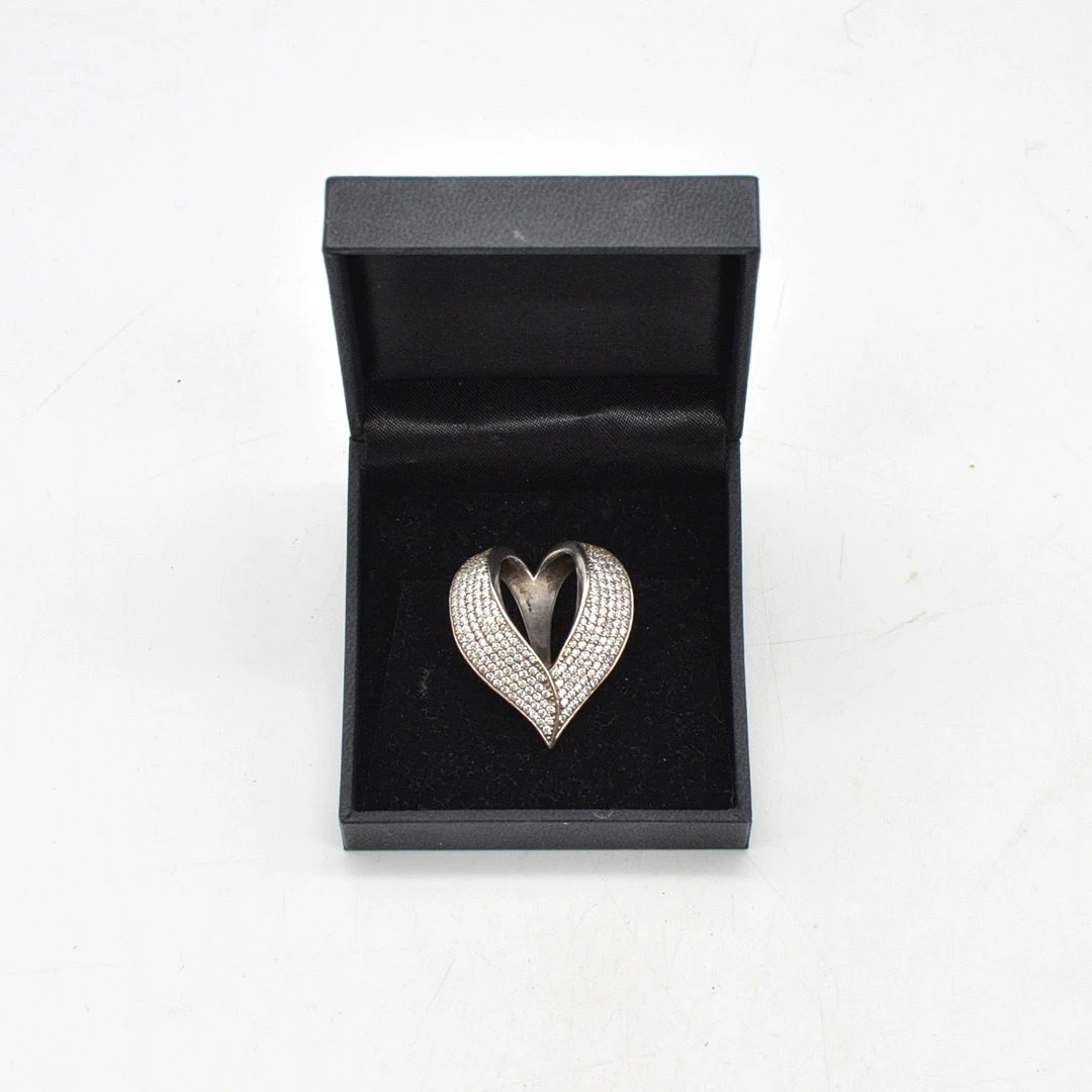 COLLIERANHÄNGER IN HERZFORM, STERLINGSILBER MIT ZIRKONIA, DURCHBROCHEN