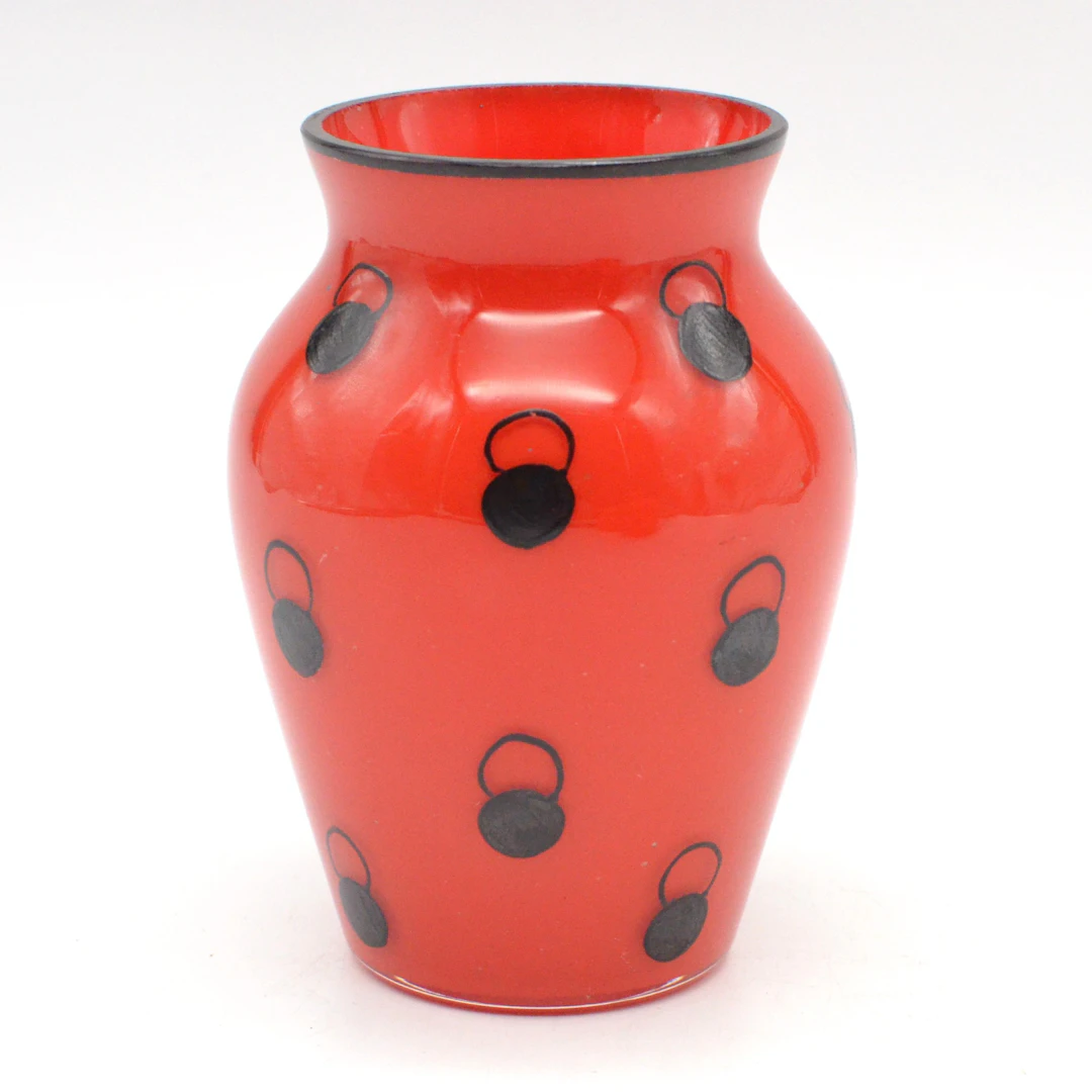 DAGOBERT PECHE (1887-1923). DESIGNERVASE, GLAS, EMAILLIERT, FÜR GLASHÜTTE