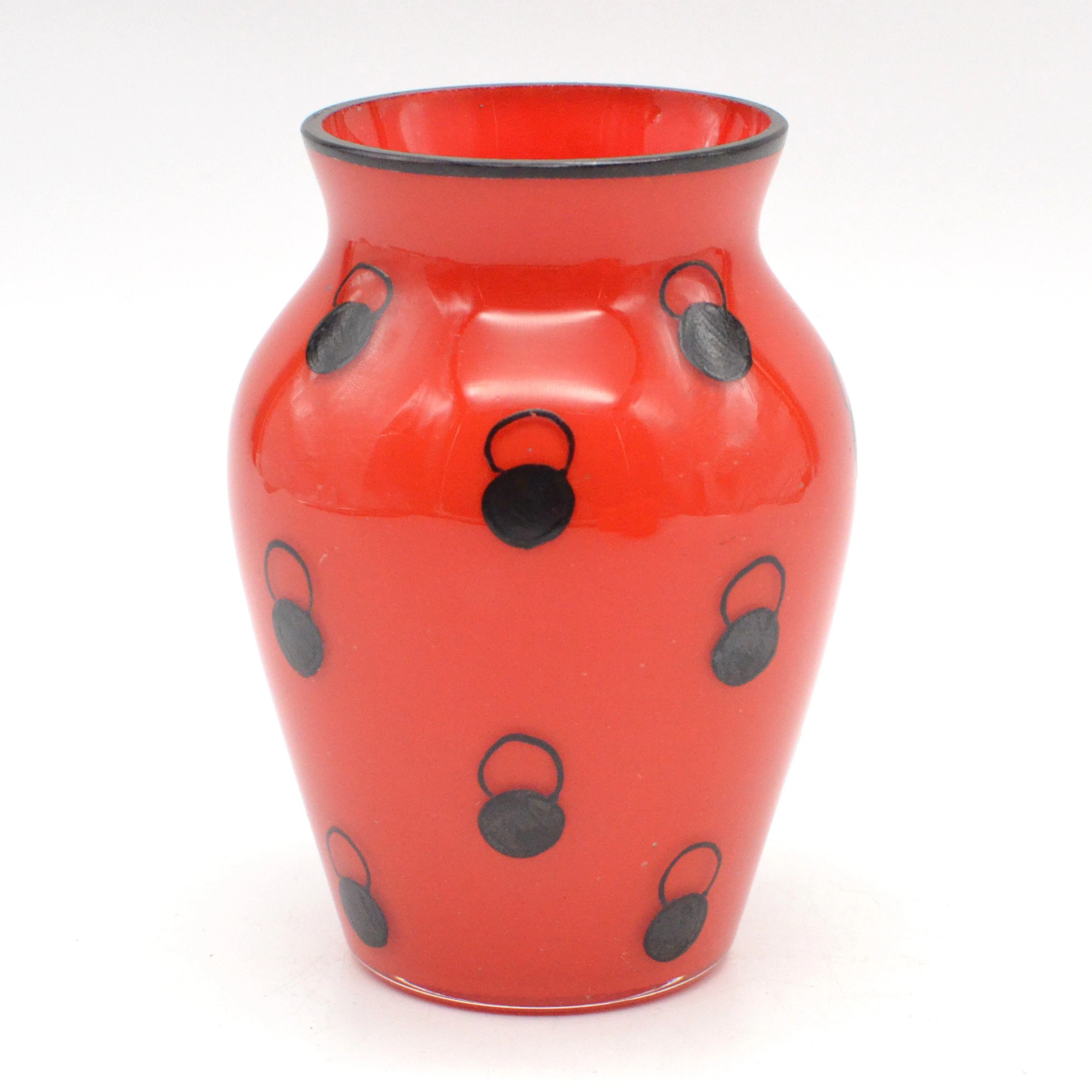 DAGOBERT PECHE (1887-1923). DESIGNERVASE, GLAS, EMAILLIERT, FÜR GLASHÜTTE
