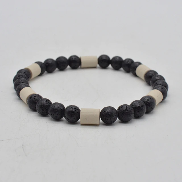 VINTAGE COLLIER MIT LAVASTEINPERLEN, KERAMIKTRENNPERLEN, AM FLEXBAND