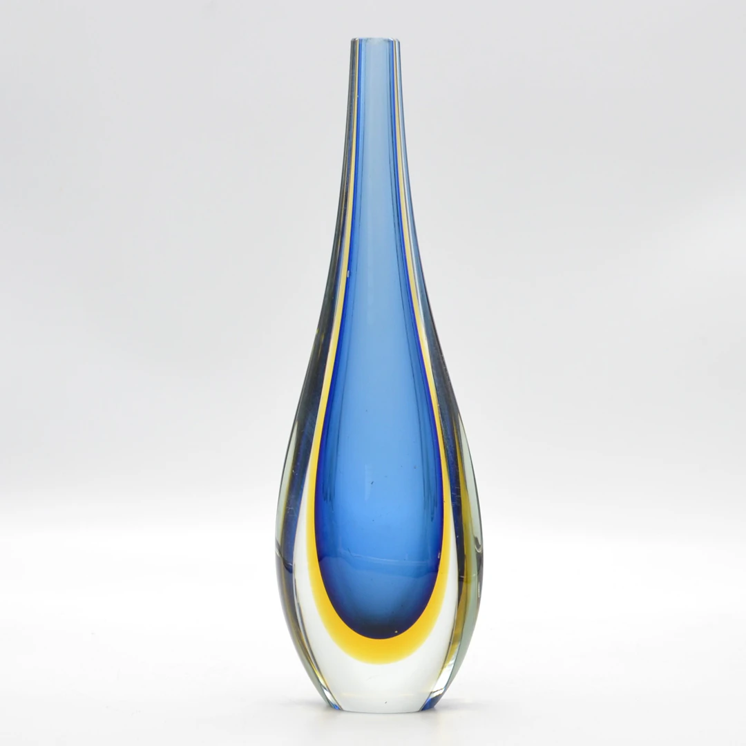 FLAVIO POLI. MURANO DESIGNERVASE, STUDIOGLAS, SOMMERSO, ITALIEN, UM 1950.