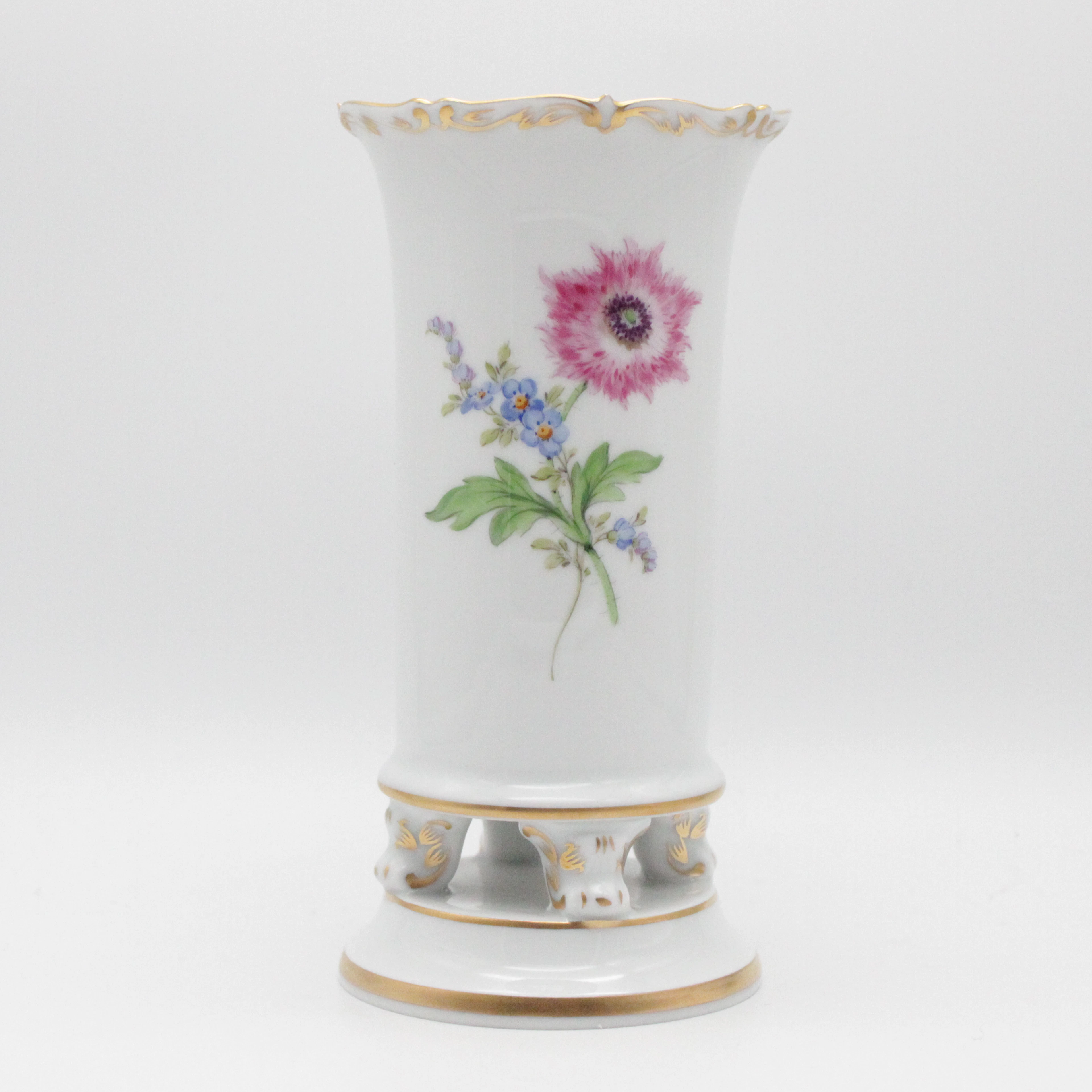MEISSEN PRUNKVASE BLUMENDEKOR MIT GOLDRAND – 1. WAHL, HÖHE.14,5CM