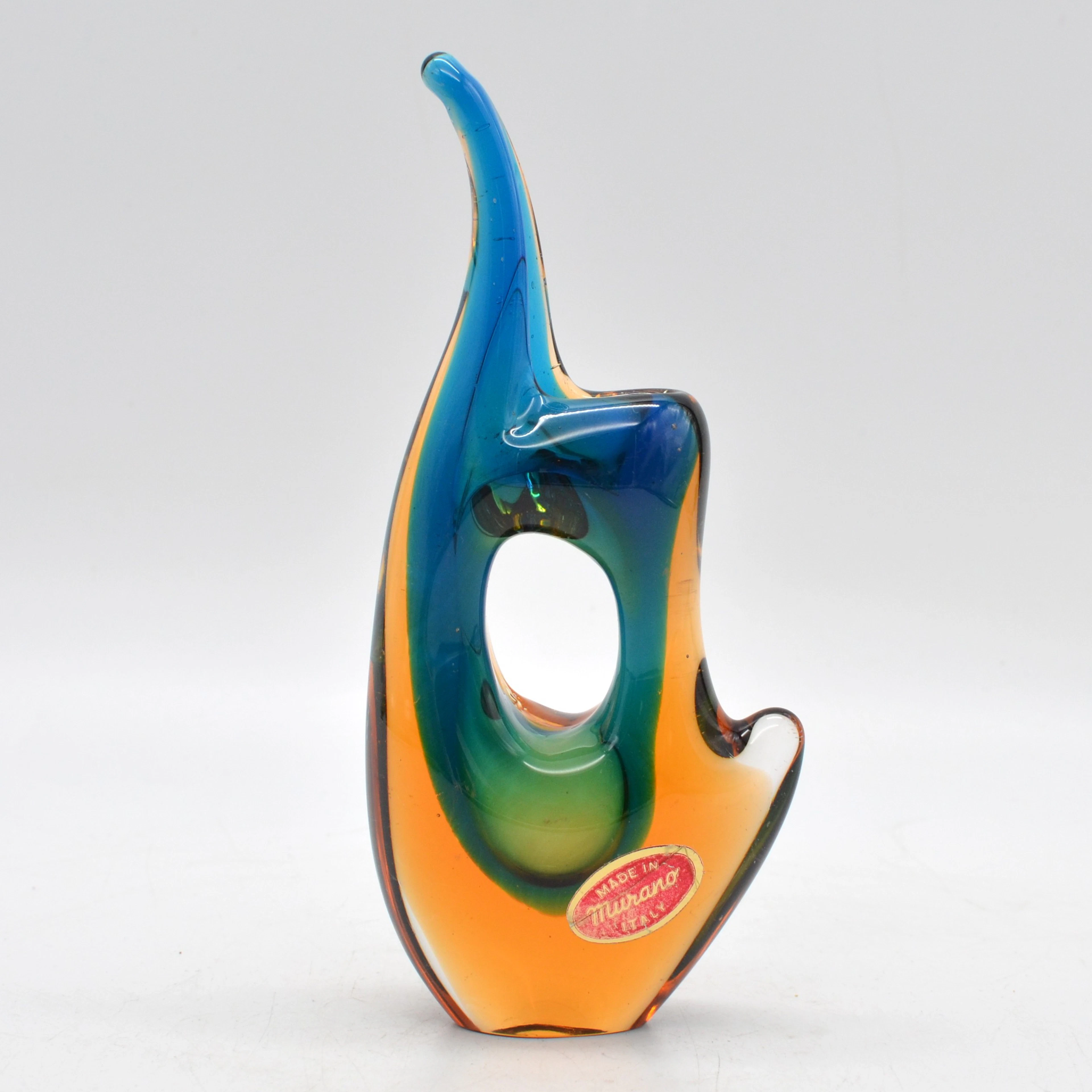 FLAVIO POLI. MURANO DESIGNERVASE, STUDIOGLAS, DURCHBROCHEN, SOMMERSO