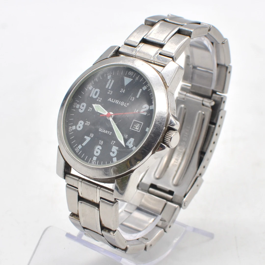 AURIOL, QUARTZ, ARMBANDUHR, GEHÄUSE UND ARMBAND AUS EDELSTAHL, DAYDATE-ANZEIGE