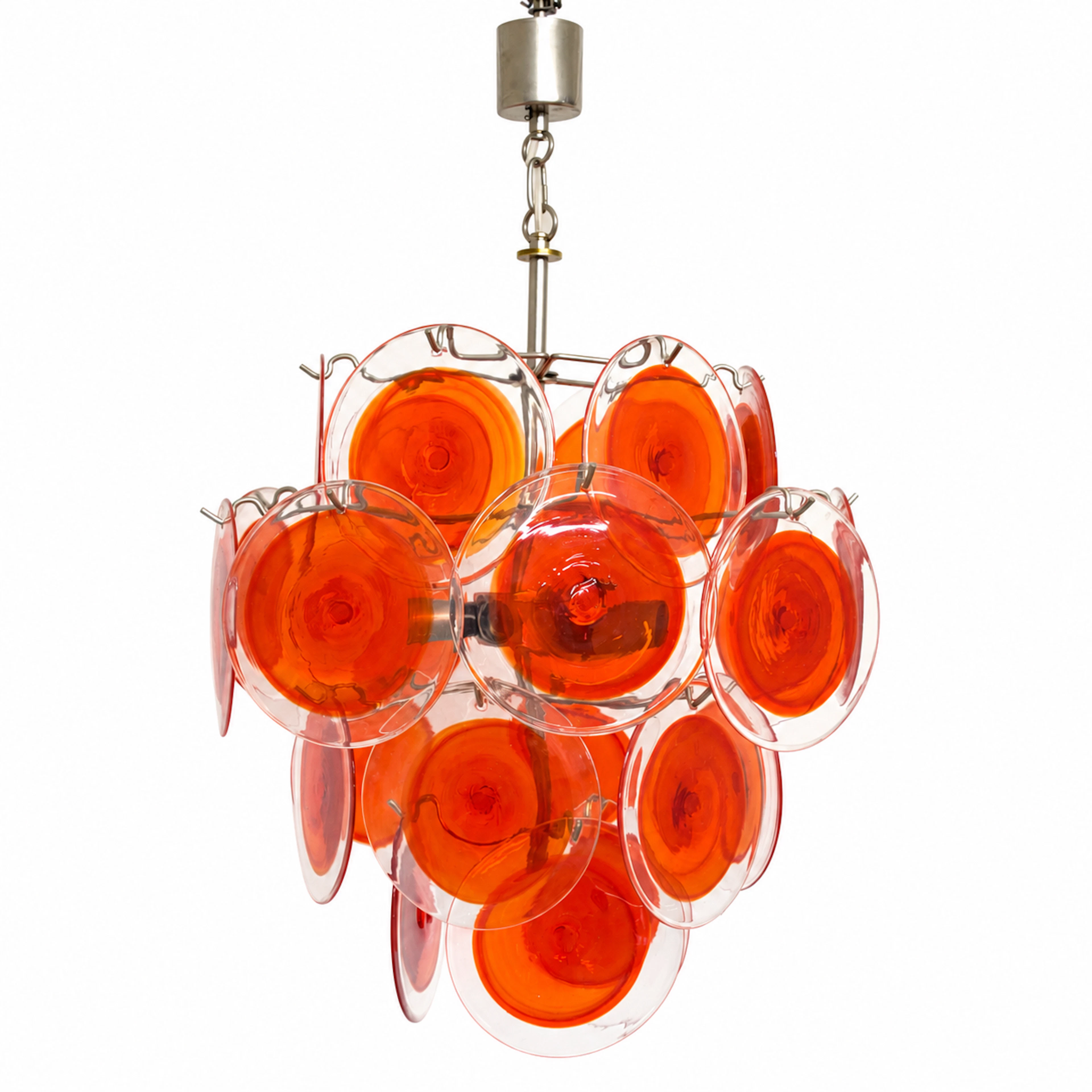 LUCIANO VISTOSI. (1931 - 2010) GROSSER ROTER MURANO GLAS KRONLEUCHTER