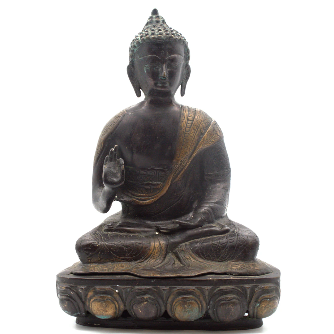 SÜDOSTASIATISCHE BUDDHA STATUE AUS BRONZE, 20.JAHRHUNDERT.