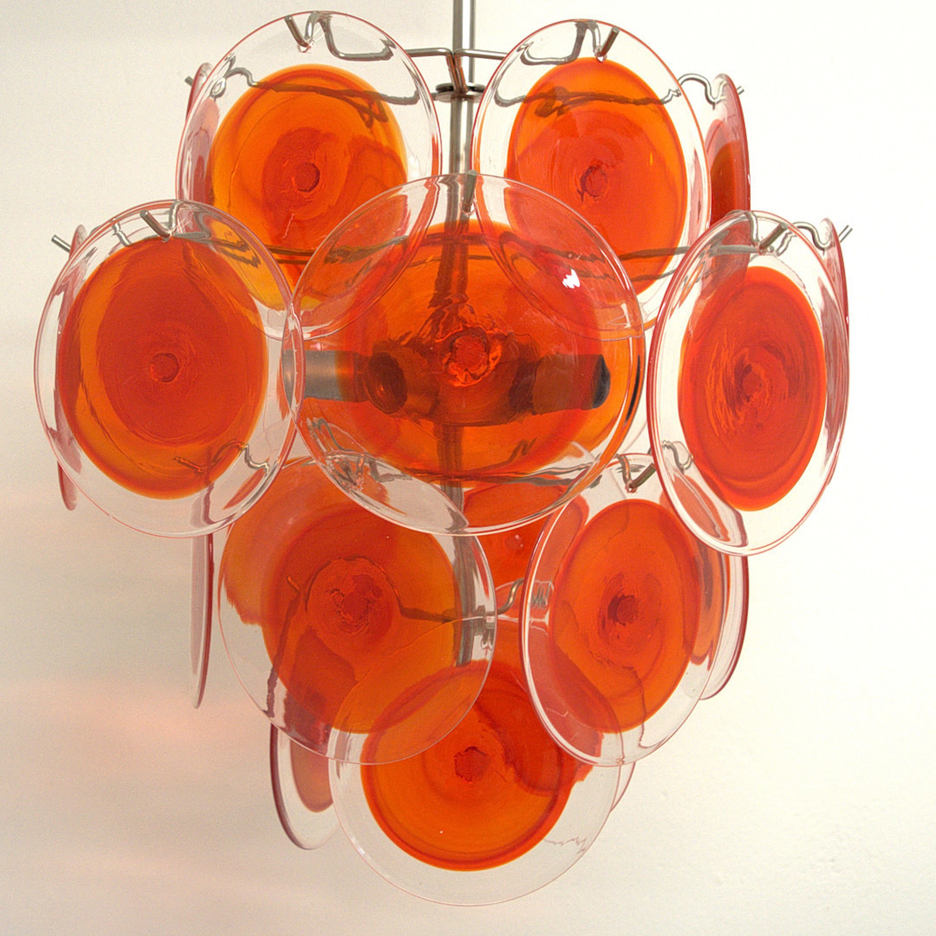 LUCIANO VISTOSI. (1931 - 2010) GROSSER ROTER MURANO GLAS KRONLEUCHTER