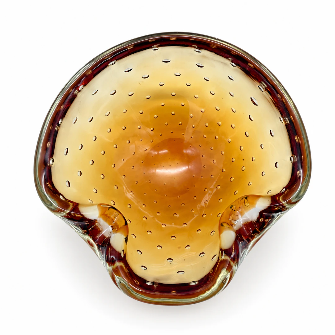 MURANO SCHALE ASCHENBECHER BERNSTEINFARBIG 1960 - 1970.