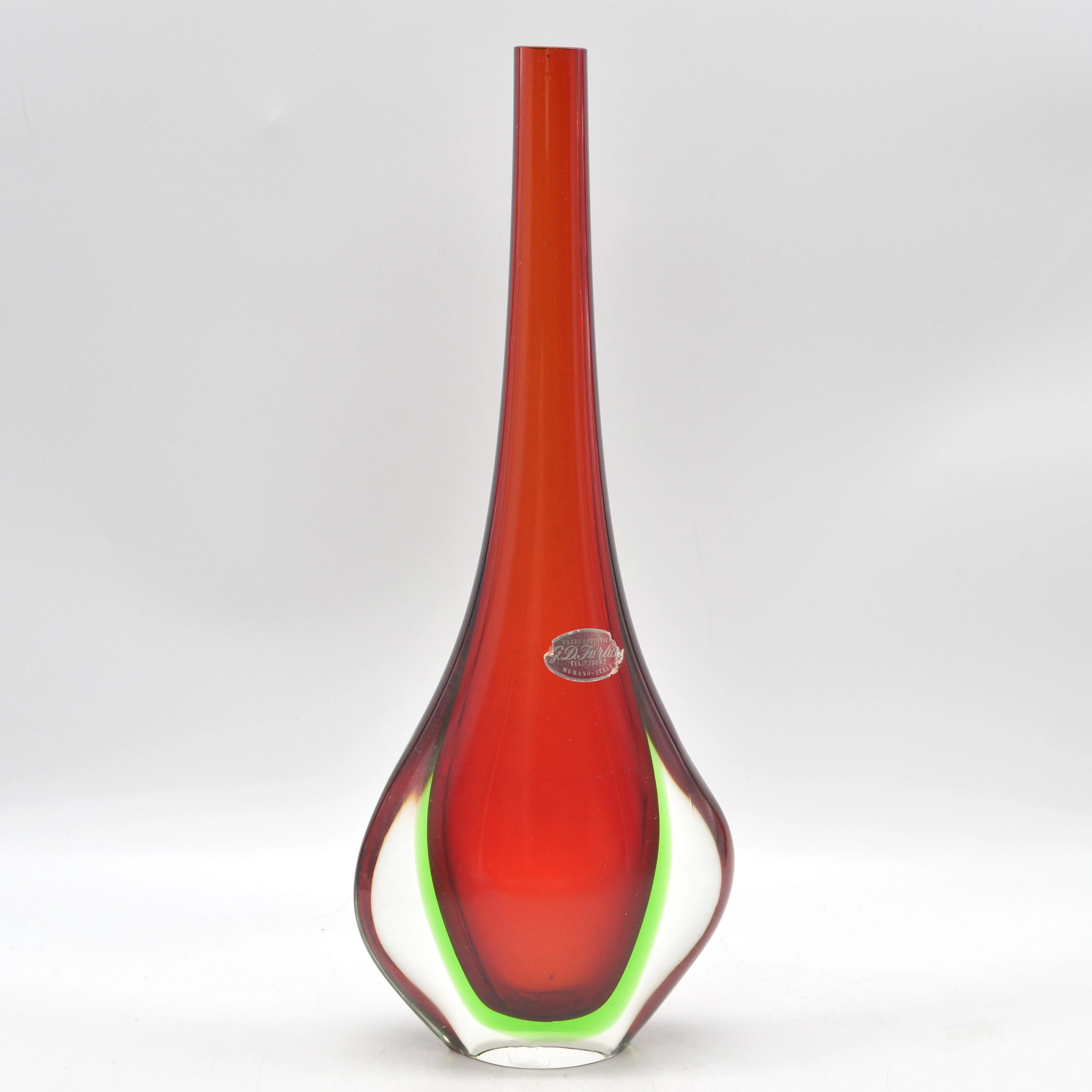 G.D. FURLAN. MURANO DESIGNERVASE, STUDIOGLAS, SOMMERSO, ITALIEN, UM