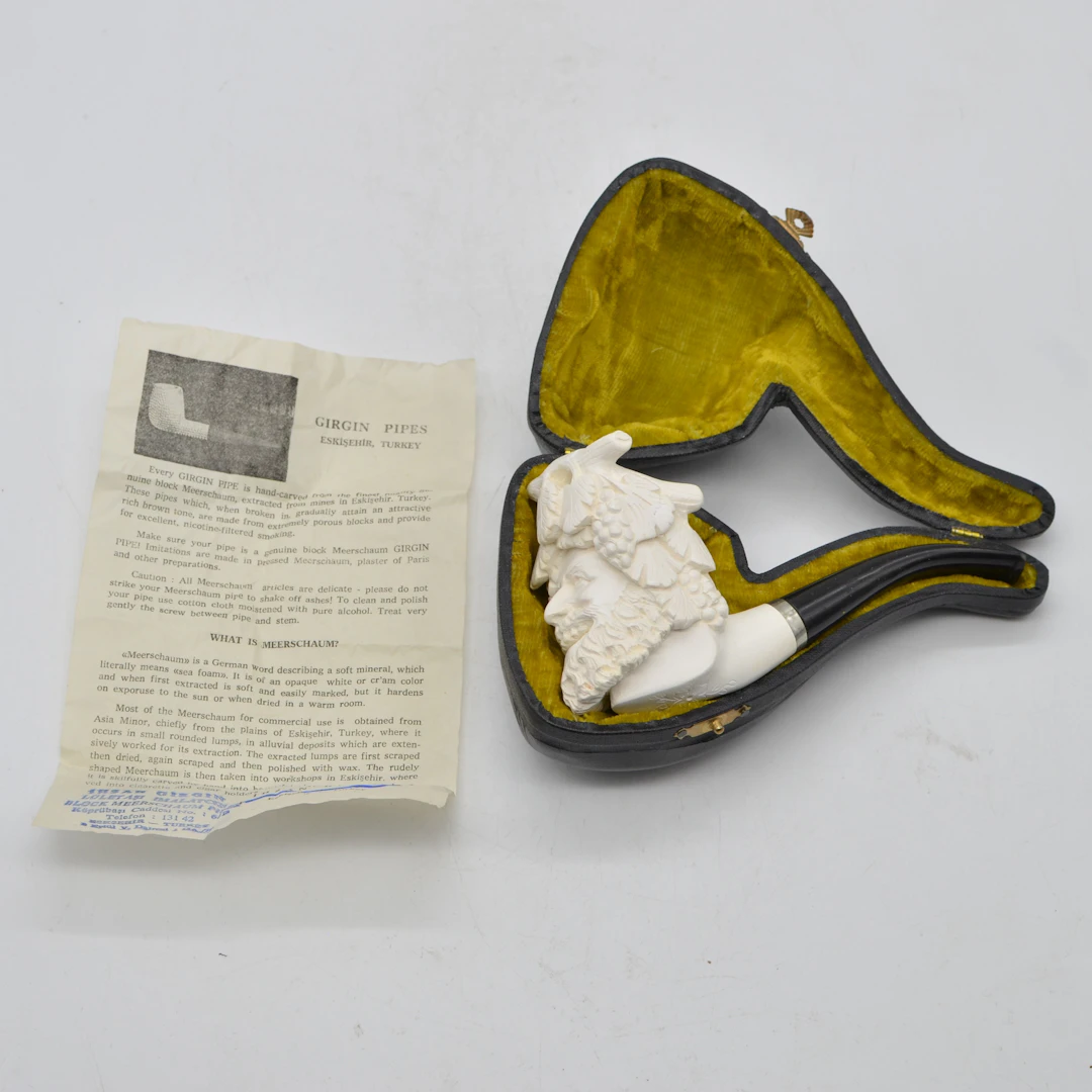 MEERSCHAUMPFEIFE, LACHENDER BACCHUS, TÜRKIYE, ESKISEHIR, MIT AUFBEWAHRUNGSBOX