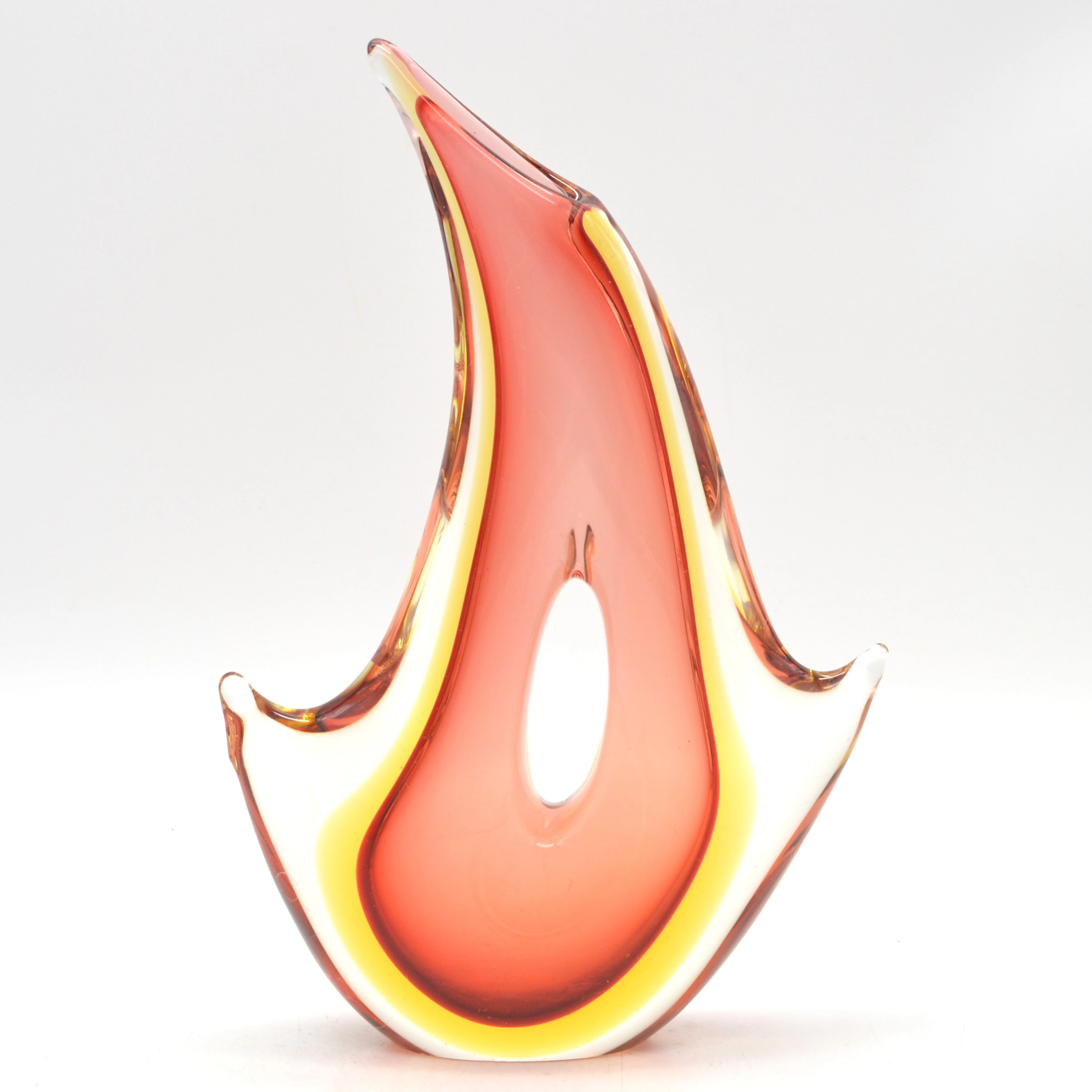 FLAVIO POLI. MURANO DESIGNERVASE, STUDIOGLAS, DURCHBROCHEN, SOMMERSO