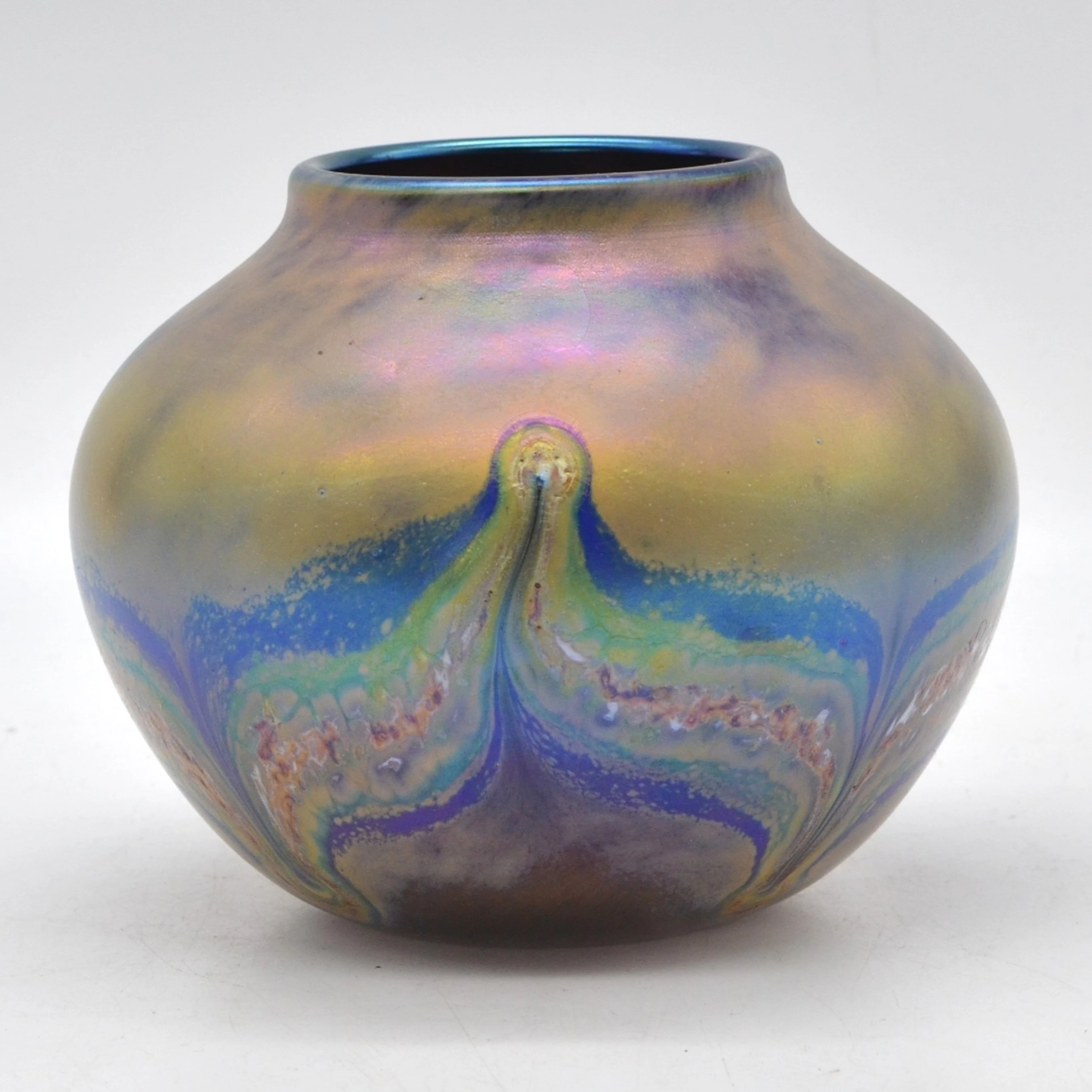 SCHMID-JACQUET. VASE, GLAS, 1989, IRISIEREND, HANDSIGNIERT UND DATIERT