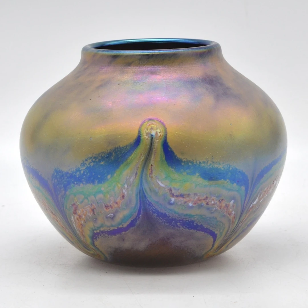 SCHMID-JACQUET. VASE, GLAS, 1989, IRISIEREND, HANDSIGNIERT UND DATIERT
