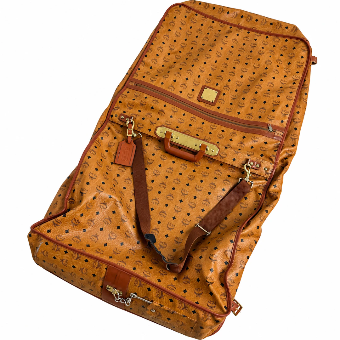 MCM KLEIDERSCHRANK KLEIDERSACK VINTAGE RETRO COGNAG ORIGINAL 1980ER.