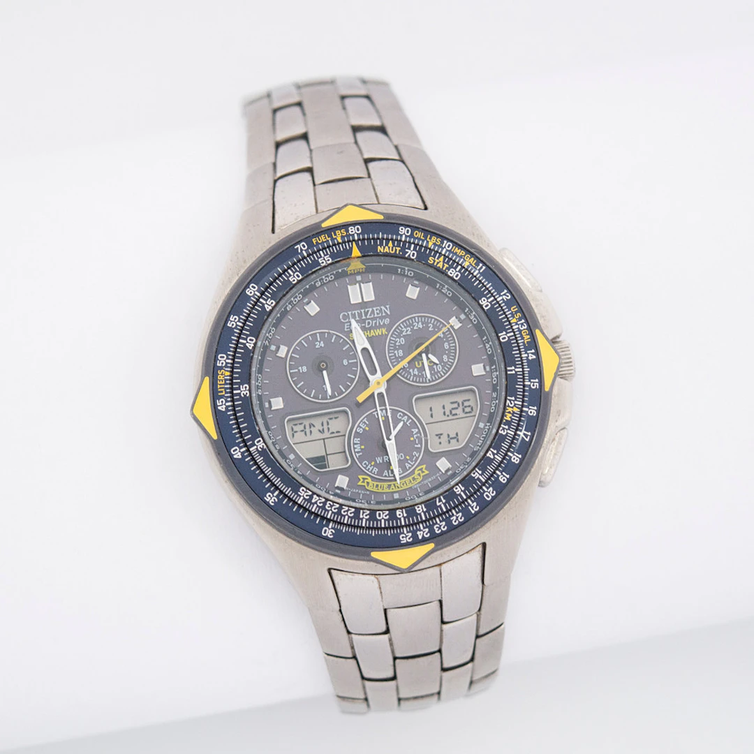 CITIZEN SKYHAWK ECO-DRIVE "BLUE ANGELS", QUARTZ, DREHBARE LÜNETTE