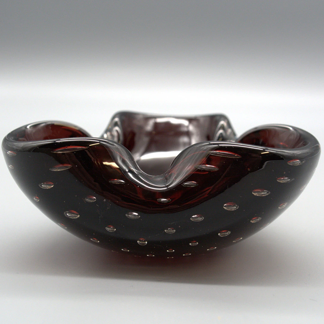 ARCHIMEDE SEGUSO. MURANO-GLASSCHALE, AMETHYSTFARBEN, BULLICANTE, ITALIEN