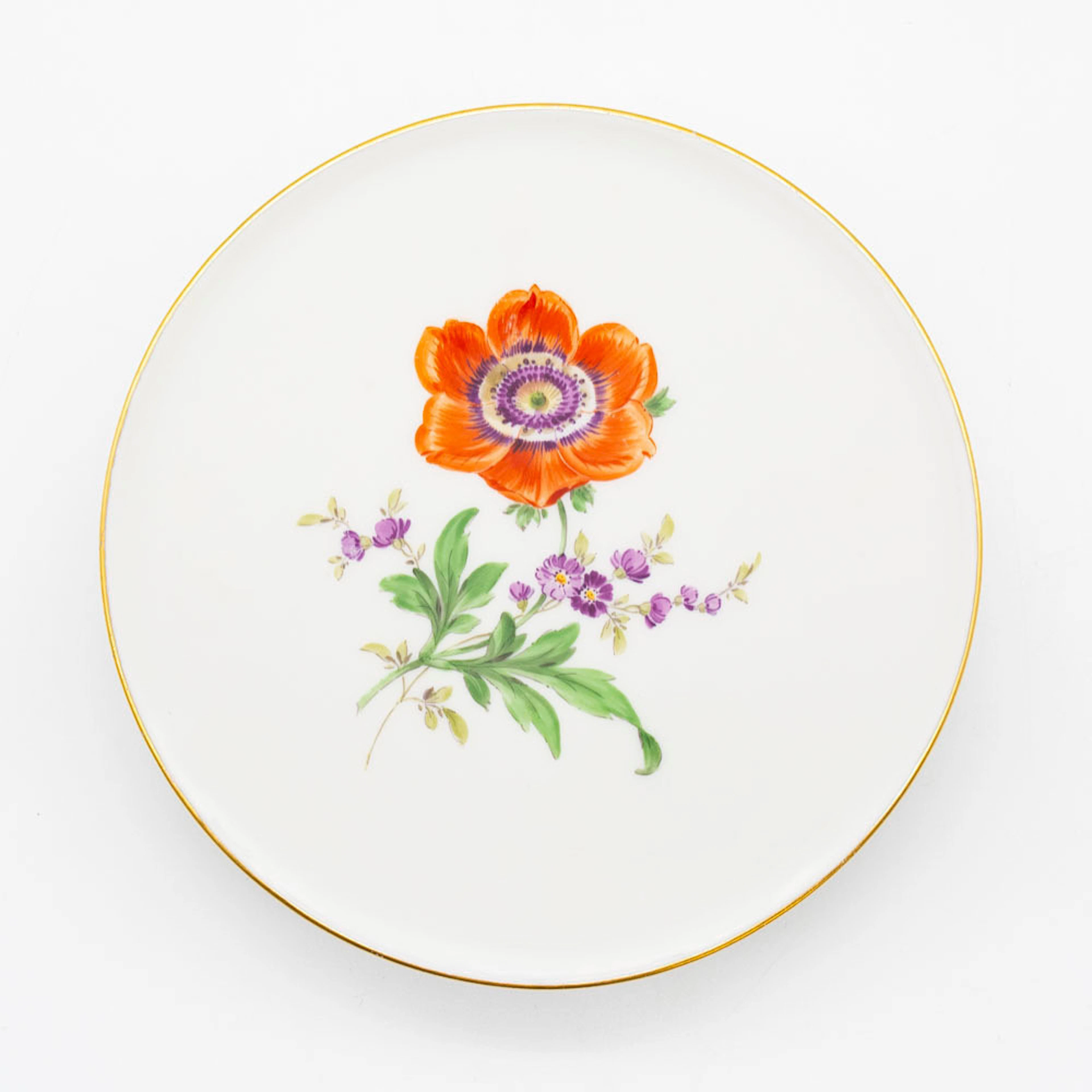 MEISSEN, KANNENUNTERSETZER, PORZELLAN, DEKOR: BLUMEN, MIT GOLDRAND