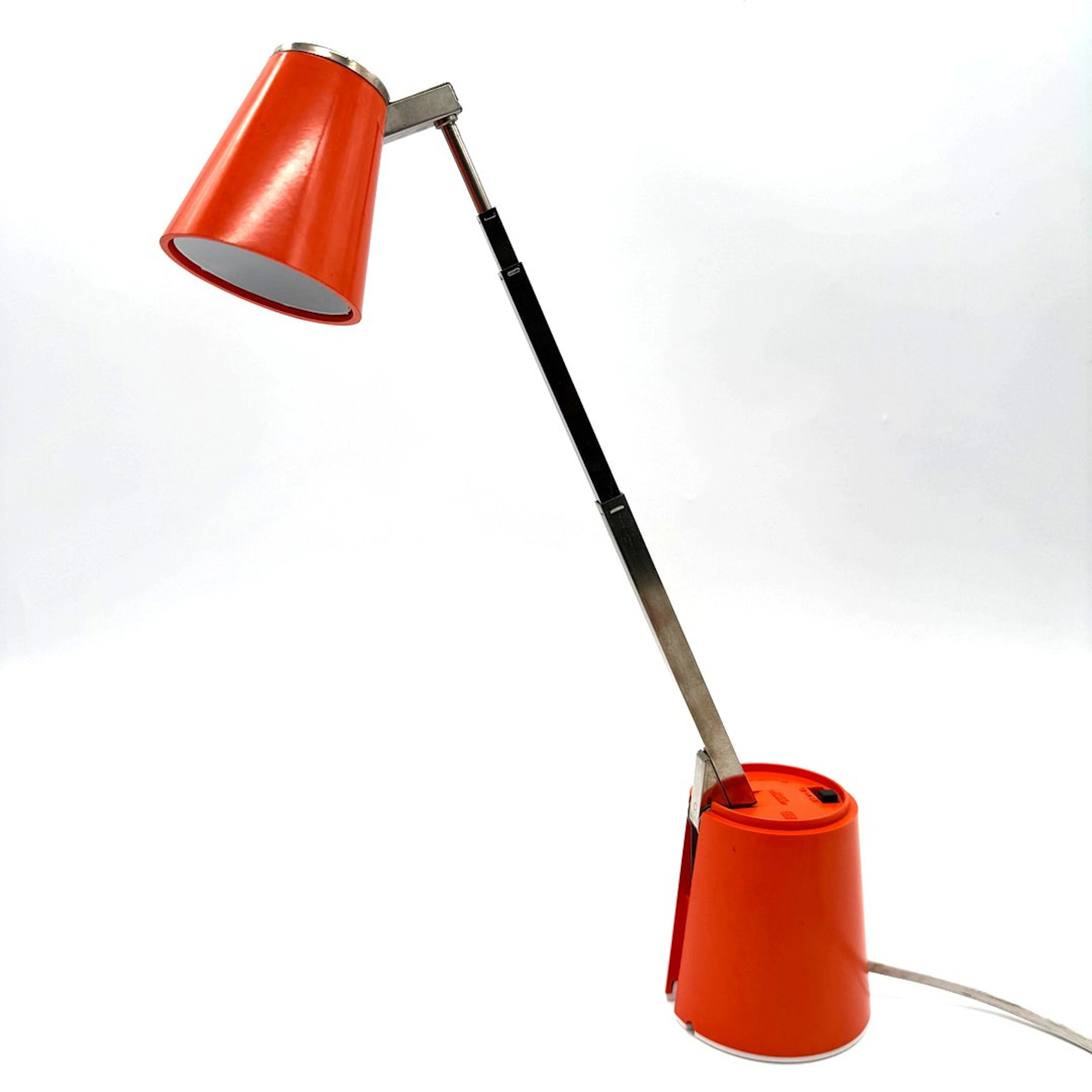 LAMPETTE SPACE AGE TELESKOP TISCHLAMPE ORANGE DEUTSCHLAND 1960ER / 1970ER.