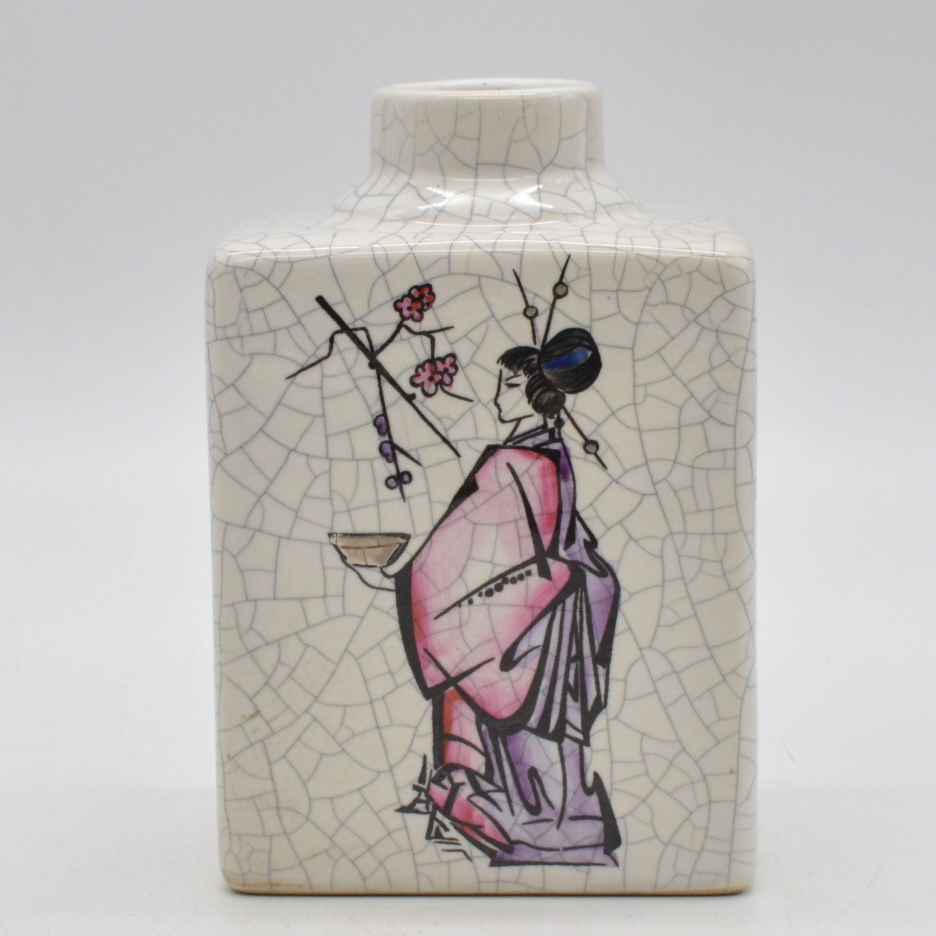 ANTON HERR. VASE AUS CRAQUELÉ FAYENCE, HANDBEMALTER DEKOR VON EINEM