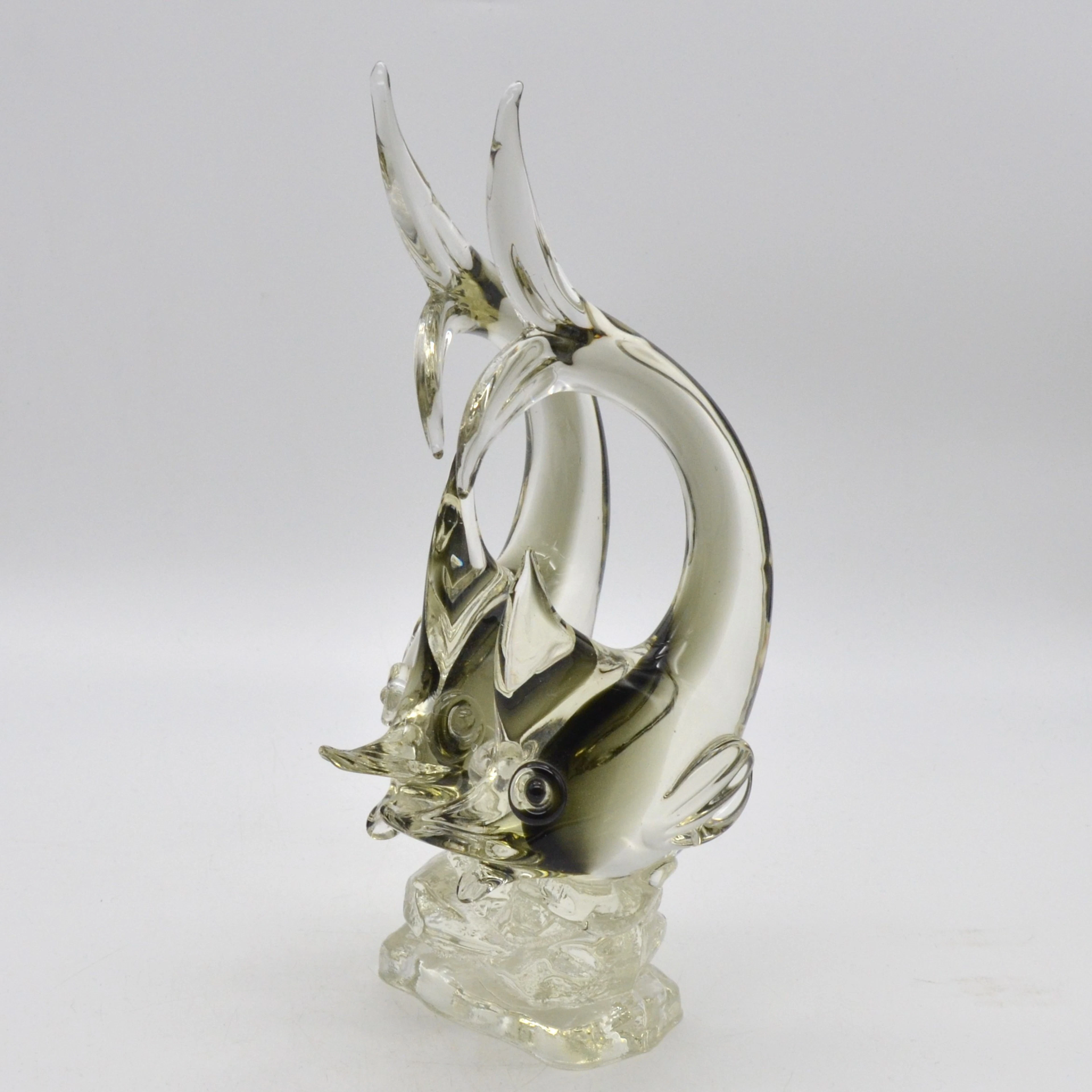 MURANO GLAS SKULPTUR, ZWEI FISCHE, STUDIOGLAS, SOMMERSO, ITALIEN, UM 1960.