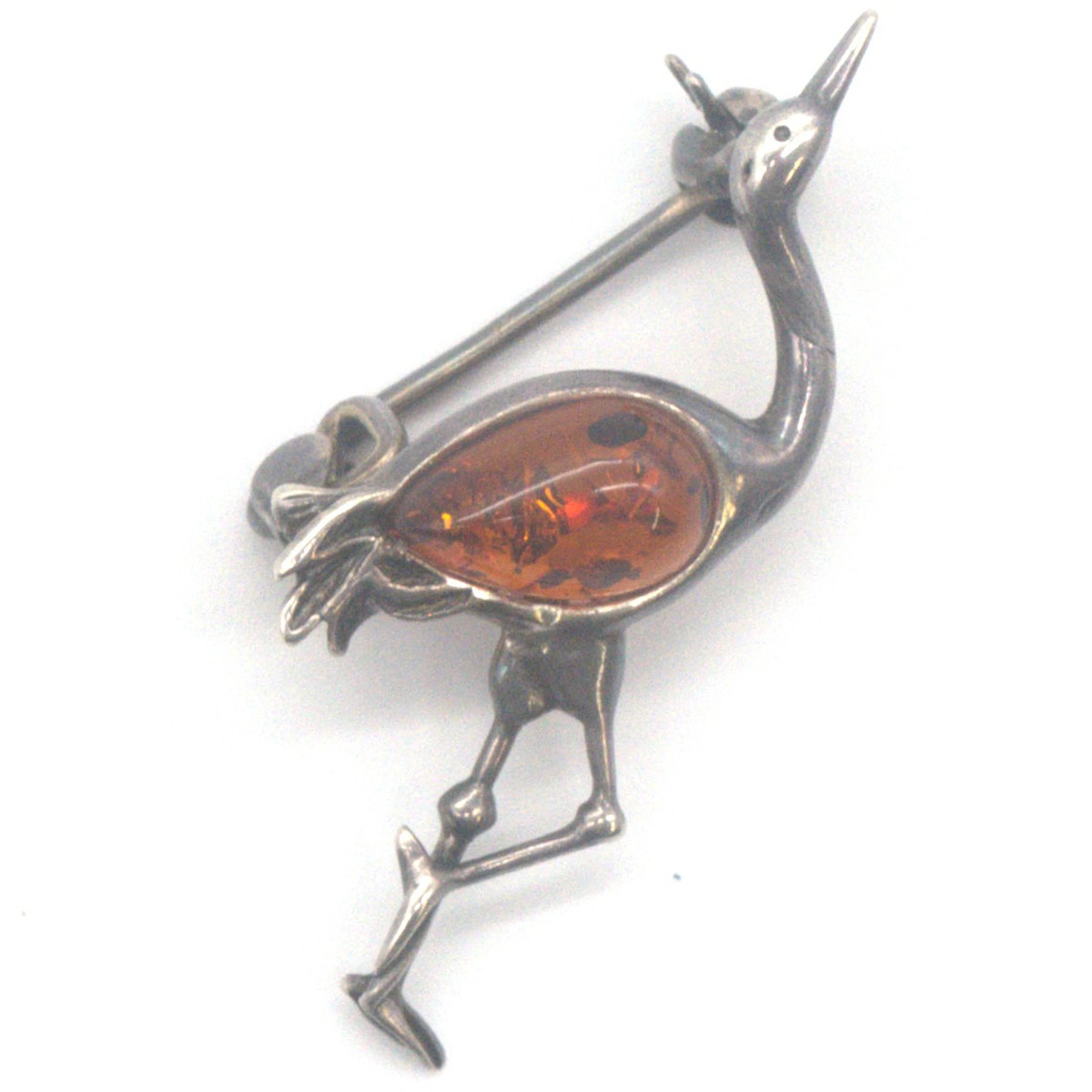 DESIGNER BROSCHE SILBER GEPRÜFT IN PLASTISCHER FORM EINES VOGELS
